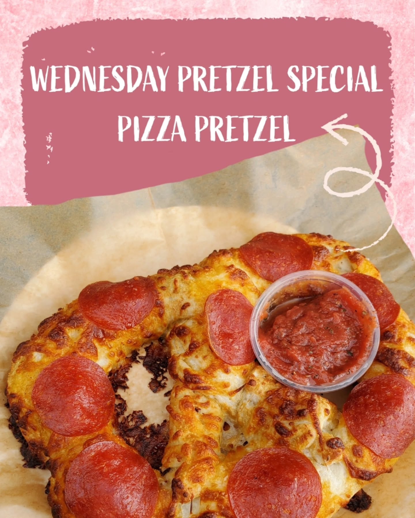 Tomorrow is y'alls favorite pretzel! The Pizza Pretzel! Pepperoni and mozzarella cheese baked onto our homemade soft pretzel. Served with your choice of marinara or beer cheese.
All pretzels are only $5 from 12p-5p, including our Original, Garlic Parmesan, and Cinnamon Sugar!
Treat yourself after with your favorite scoop! Happy Wednesday!
South Knox- 106 E Young High Pike, Knoxville
Mon-Thurs (12p-9p)
Fri-Sat (12p-10p)
Closed Sunday
Belltown- 4523 Market Bell Way, Powell
Mon-Thurs (12p-10p)
Fri-Sat (12p-11p)
Sunday (3p-9p)
#Knoxville #knoxfood #knoxvilletn #knoxlocal #knoxeats