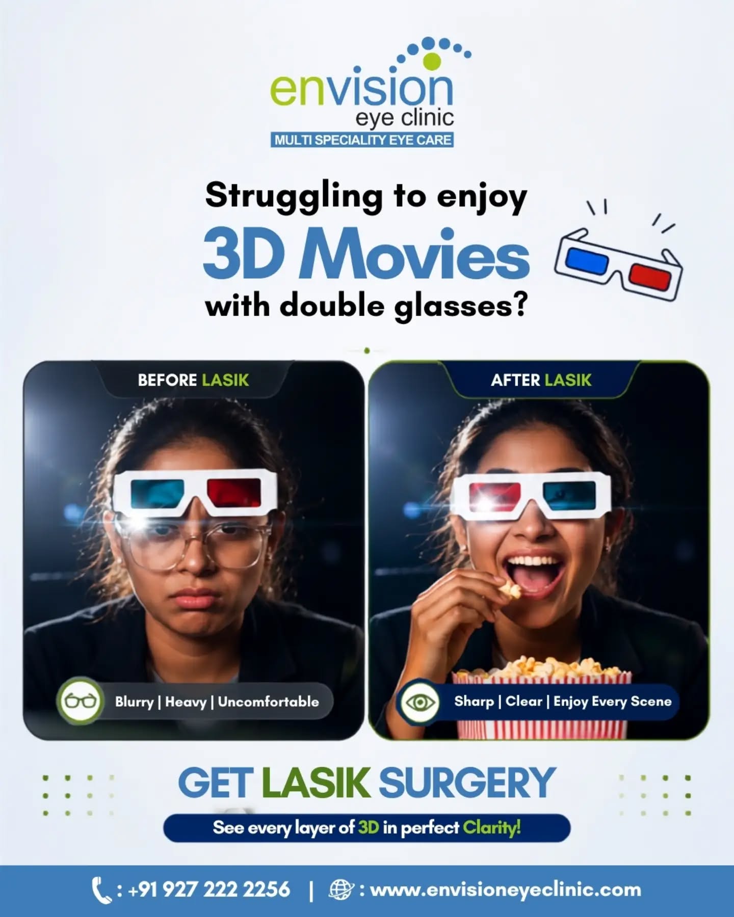 ๐ Tired of wearing double glasses just to enjoy 3D movies?
LASIK can help reduce dependence on glasses for eligible candidates and make everyday vision more convenient.
(lasik surgery, vision correction, glasses-free vision, refractive surgery, 3D vision, eye care, Spiderman Brand New Day)
๐ 2nd Floor, Shivraj Apartments, Near Parihar Chowk, Aundh, Pune, Maharashtra 411067
#LASIK #EyeCare #VisionCorrection #EnvisionEyeClinic #Pune
