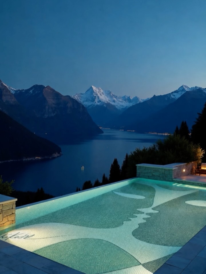 Who’s up for a midnight dip? A Koketit pool comes alive after dark ✨ 1,2,3,4 choose your favorite #koketitpool #poolart #luxurypool