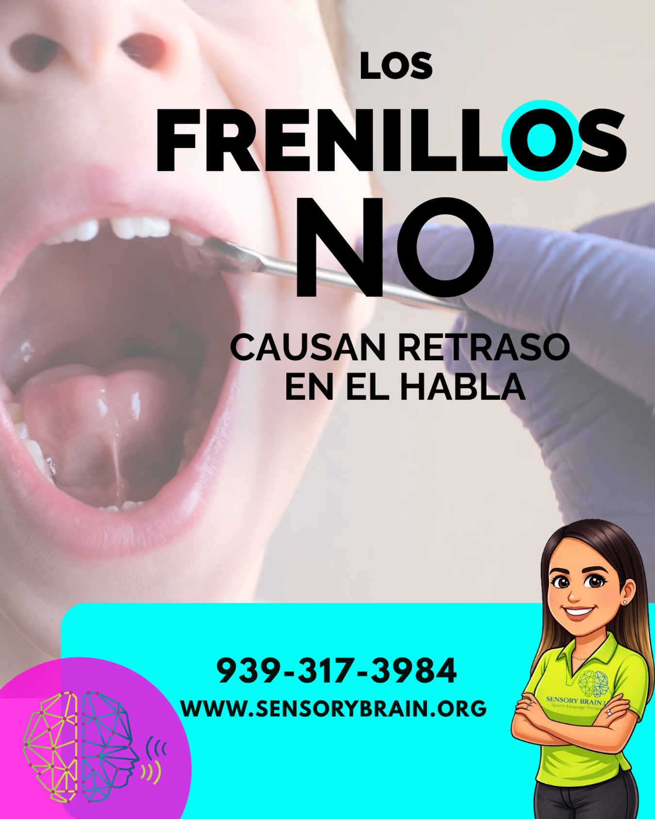 No, los frenillos NO causan retraso del habla. No es la causa de que su niño no esté hablando. Ni mucho menos va a comenzar hablar si lo cortan ❌
Los frenillos pudieran interferir en la articulación de los sonidos.
Y tampoco en solo el sonido /r/
Debe ser evaluado por un Patólogo del Habla y Lenguaje con el propósito de auscultar su funcionalidad, y luego pasa con un Dentista Pediátrico quien es el profesional que realiza el corte (Frenectomía) 🤍
Dudas o preguntas: comunícate al 939-317-3984