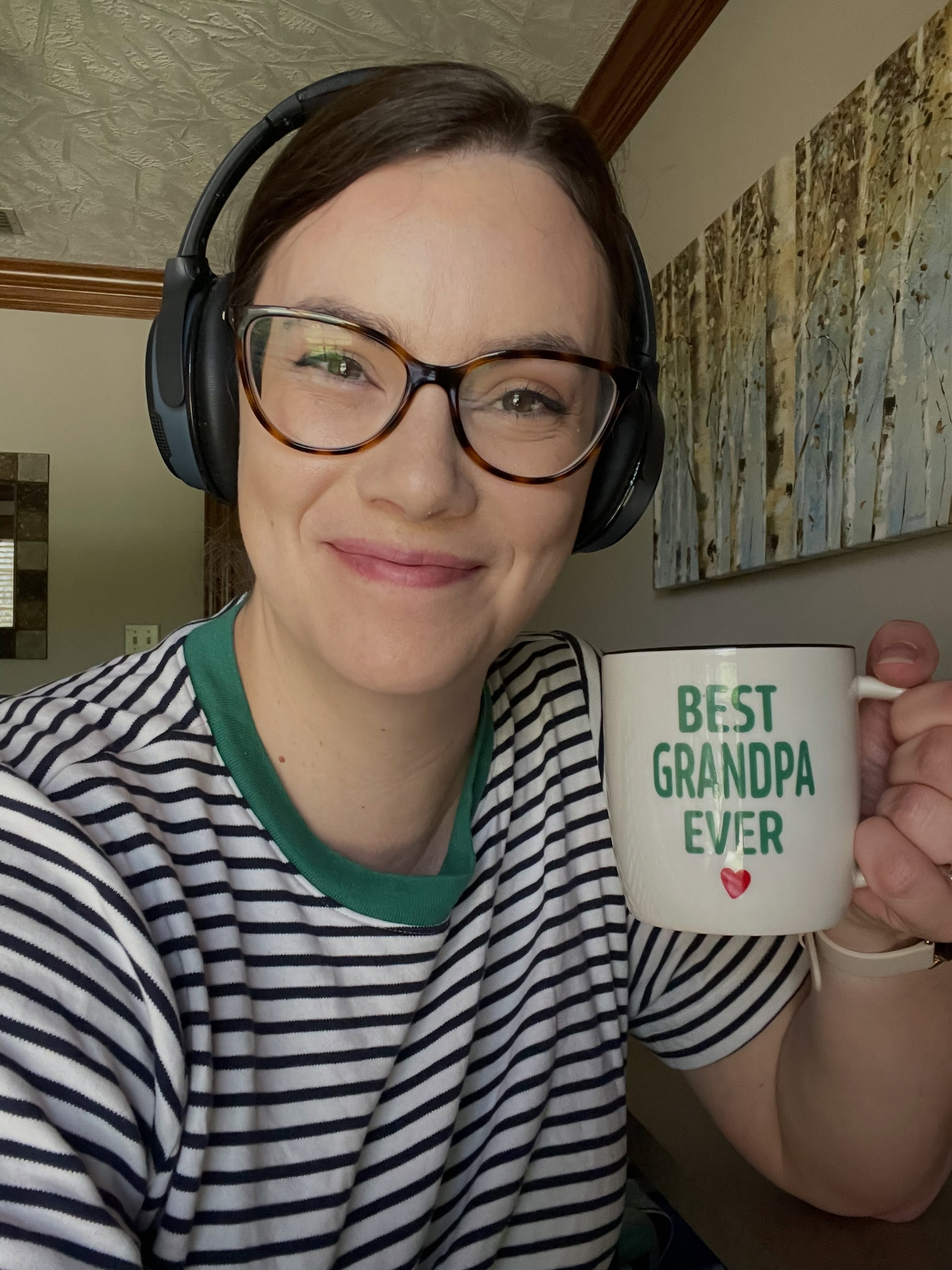 Today’s office (and matching mug) is brought to you by Day 2 of storm power outages and a set of parents that always have their welcome mat ready.
