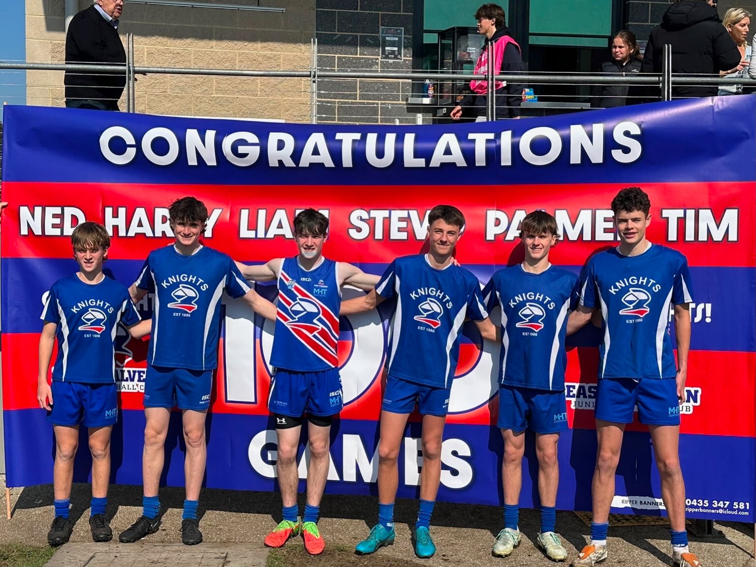 🏉💯 **100-GAME MILESTONES – A BIG DAY FOR THE U16s** 💯🏉
A huge day for the Knights U16s today, with **six of our boys celebrating their 100th game of junior football**.
For many of these boys, the journey together started back in Auskick, before they pulled on a Knights jumper for the first time in Under 8s and Under 9s:
🔵 **Tim Houghton** – Under 8 Mixed Blue, 2018
🔴 **Liam Jones** – Under 9 Mixed Red, 2019
🟣 **Ned Kennedy** – Under 8 Mixed Purple, 2018
🔵 **Jack Palmer** – Under 8 Mixed Blue, 2018
🟡 **Harry Pyrlis** – Under 8 Mixed Yellow, 2018
🟡 **Sam Stevens** – Under 8 Mixed Yellow, 2018
Nearly a decade of footy and friendships together, and now they get to celebrate this fantastic milestone on the same day. Congratulations boys!!!
#eastmalvernknights #goknights #onceaknightalwaysaknight