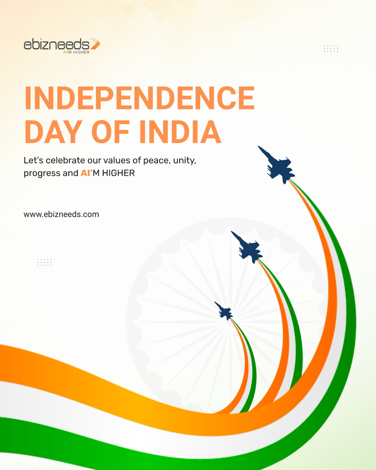This Independence Day, ebizneeds celebrates the spirit of innovation, progress, and entrepreneurship that continues to move India forward.
Here’s to building, growing, and shaping a brighter digital India.
Happy 80th Independence Day! Jai Hind!
#IndependenceDay2026 #80thIndependenceDay #ebizneeds #IndiaAt80 #DigitalIndia #Innovation #Progress #Entrepreneurship #JaiHind #ProudIndian