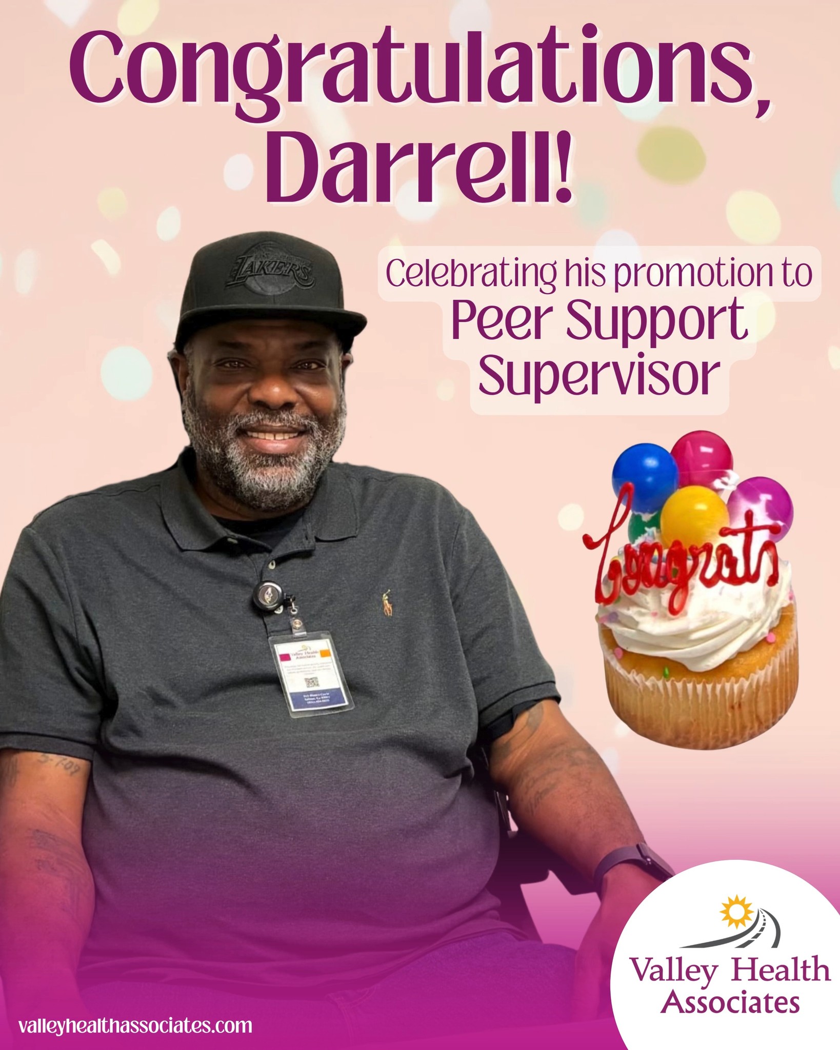 Congratulations to Darrell Smith on his promotion to Peer Support Supervisor at Valley Health Associates! π
Weβre proud to celebrate this well-deserved achievement and grateful for Darrellβs continued dedication to supporting our clients and community. Congratulations, Darrell!
#ValleyHealthAssociates #VHA #Nonprofit #Wellness #StaffSpotlight #Congratulations