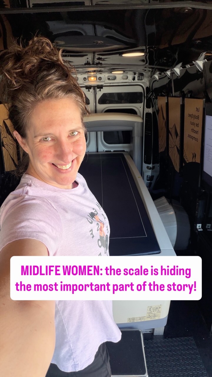 If you’re a woman in your 40s, 50s or beyond and the only number you’re tracking is your weight, we’re missing a pretty important part of the story.
Because in midlife, I don’t just care whether my weight goes down.
I care WHAT is going down.
We naturally become more vulnerable to losing muscle as we age. Menopause adds another layer, with the hormonal transition affecting both lean mass and bone health.
And those are two things I am absolutely NOT interested in casually donating to the aging process.
Especially because muscle isn’t just about looking “toned.”
It’s strength.
Metabolic health.
Insulin sensitivity.
Bone protection.
Independence.
Being able to keep doing cool shit when you’re 70 and beyond.
And if you’re using a GLP-1 for weight loss, body composition becomes even more important.
Yes, we want to lose fat.
But weight loss can include lean mass, too, which is why resistance training, adequate protein and monitoring body composition matter while you’re losing weight.
The goal isn’t simply:
WEIGH LESS.
It’s:
Lose fat. Preserve muscle. Protect bone. Build a body that’s going to serve you for decades.
That’s why I got a DEXA scan today.
It gives me actual data on my body composition and bone density instead of relying on the scale, BMI, how my jeans fit, or whether Mercury is in retrograde. 😂
The whole thing took about 10 minutes, and I’m doing the quarterly plan so I can watch the trend over time.
Because one measurement gives you information.
Repeated measurements tell you whether what you’re doing is actually working.
And their tagline pretty much sums up my entire philosophy:
You can’t improve what you don’t measure.
So if you’re working your ass off trying to build a better body in perimenopause or menopause, stop asking:
“How much do I weigh?”
Start asking:
“What am I actually losing and what am I building?”
👇 Are you tracking your body composition…or just your weight?
BUILD DON’T SHRINK.
