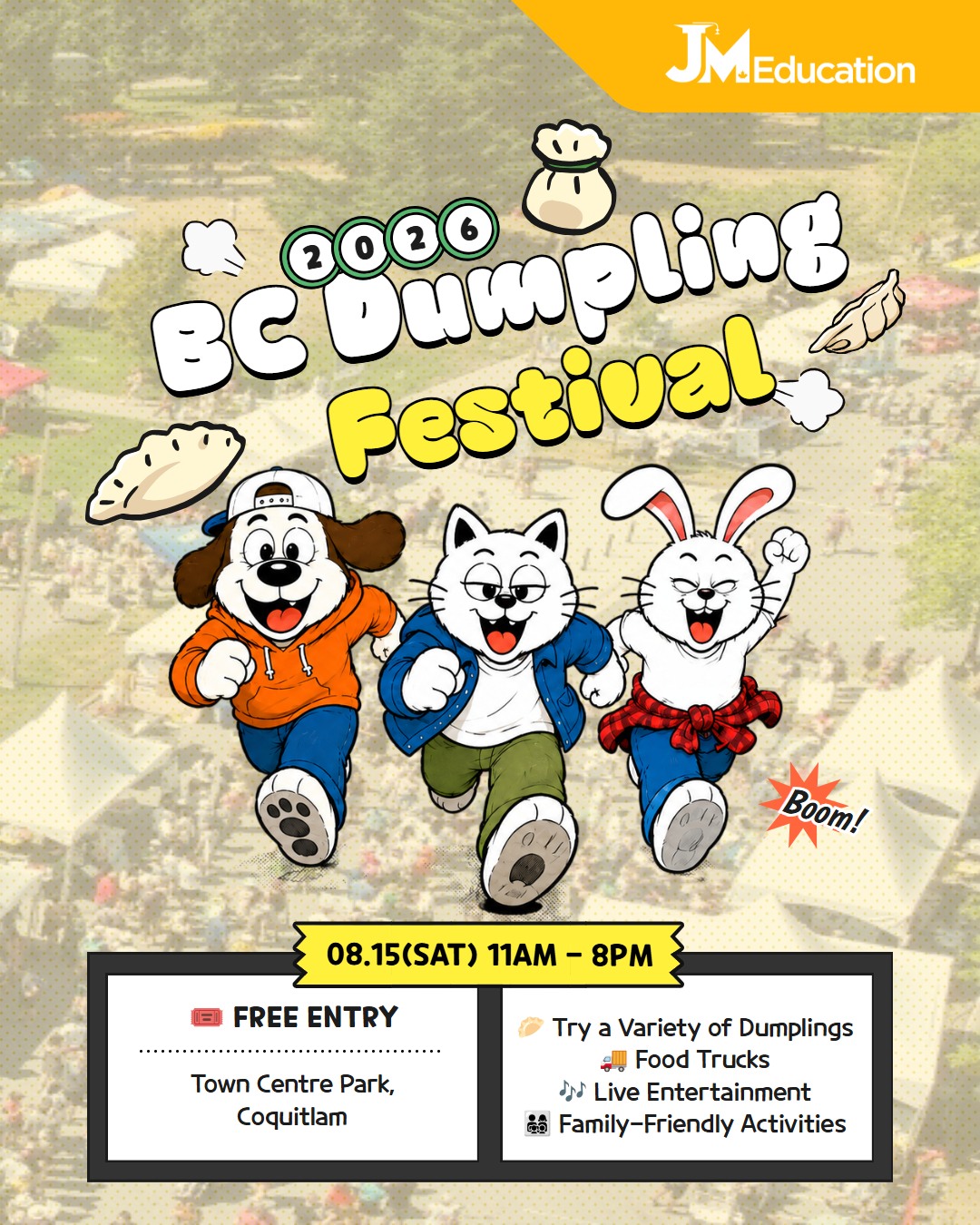 🥟 이번 주말, 만두 좋아한다면 여기!
🇨🇦 BC Dumpling Festival 2026
Coquitlam에서 열리는 만두 축제에 가보세요! 🥟✨
다양한 스타일의 만두부터 푸드트럭, 라이브 공연, 가족 프로그램까지 한곳에서 즐길 수 있어요.
📅 8월 15일 (토)
⏰ 11:00 AM – 8:00 PM
📍 Town Centre Park, Coquitlam
💰 FREE ENTRY 🆓
🥟 다양한 만두 맛보기
🚚 Food Trucks
🎶 Live Entertainment
👨👩👧👦 Family-Friendly Activities
📸 맛있는 음식 + 축제 분위기까지 사진 찍기 좋은 곳!
이번 주말 어디 갈지 고민이라면
Coquitlam에서 만두 먹고 축제 즐겨보세요! 🥟❤️
📌 SAVE THIS POST
친구 & 가족과 함께 가기 좋은 주말 이벤트!
#BCDumplingFestival #DumplingFestival #Coquitlam #CoquitlamBC #TownCentrePark #BCEvents #VancouverEvents #VancouverWeekend #MetroVancouver #CoquitlamEvents #밴쿠버이벤트 #코퀴틀람 #밴쿠버생