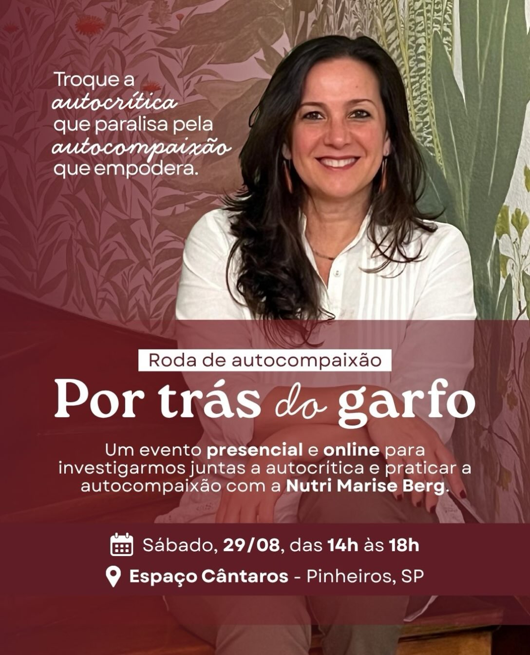 Você já se pegou se cobrando tanto que nem percebeu o quanto isso te paralisa?
A autocrítica promete disciplina. Mas, na prática, entrega tensão, vergonha, rigidez e uma sensação constante de insuficiência.
Talvez você reconheça esse padrão: procrastina o próprio cuidado, “depois eu me organizo”, “semana que vem eu resolvo”, até a culpa virar grande demais e você tentar compensar com tudo de uma vez. Controle rígido, ou abandono total. O famoso 8 ou 80.
Não é falta de força de vontade. É um sistema nervoso em estado de alerta, tentando sobreviver. Procrastinar é uma das formas que ele encontra de evitar a ameaça.
No dia 29 de agosto, vou conduzir a Roda de Autocompaixão, do projeto Por trás do garfo: uma tarde para investigarmos juntas a autocrítica, e praticar o seu antídoto, a autocompaixão.
📅 Sábado, 29/08, das 14h às 18h
📍 Espaço Cântaros, Pinheiros — presencial ou online, ao vivo
Só para mulheres. Vagas limitadas.
👉 Link na bio para se inscrever.
#autocompaixao #autocritica #procrastinacao #nutricaoterapeutica #portrasdogarfo