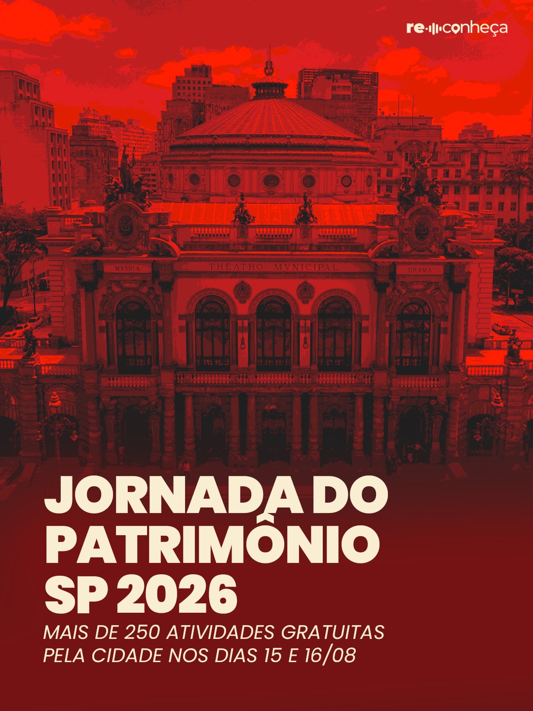 São Paulo tem muita história para contar e neste fim de semana você pode descobrir algumas delas de um jeito diferente.
Nos dias 15 e 16 de agosto, a Jornada do Patrimônio SP 2026 ocupa todas as regiões da cidade com mais de 250 atividades gratuitas, entre roteiros de memória, visitas, oficinas, cursos e muito mais.
Tem programação para diferentes interesses: arquitetura, música, cultura popular, histórias negras e indígenas e outras formas de conhecer e reconhecer a cidade.
Bora planejar o fim de semana?
Acesse o site do Reconheça SP e saiba mais.
Link na bio.