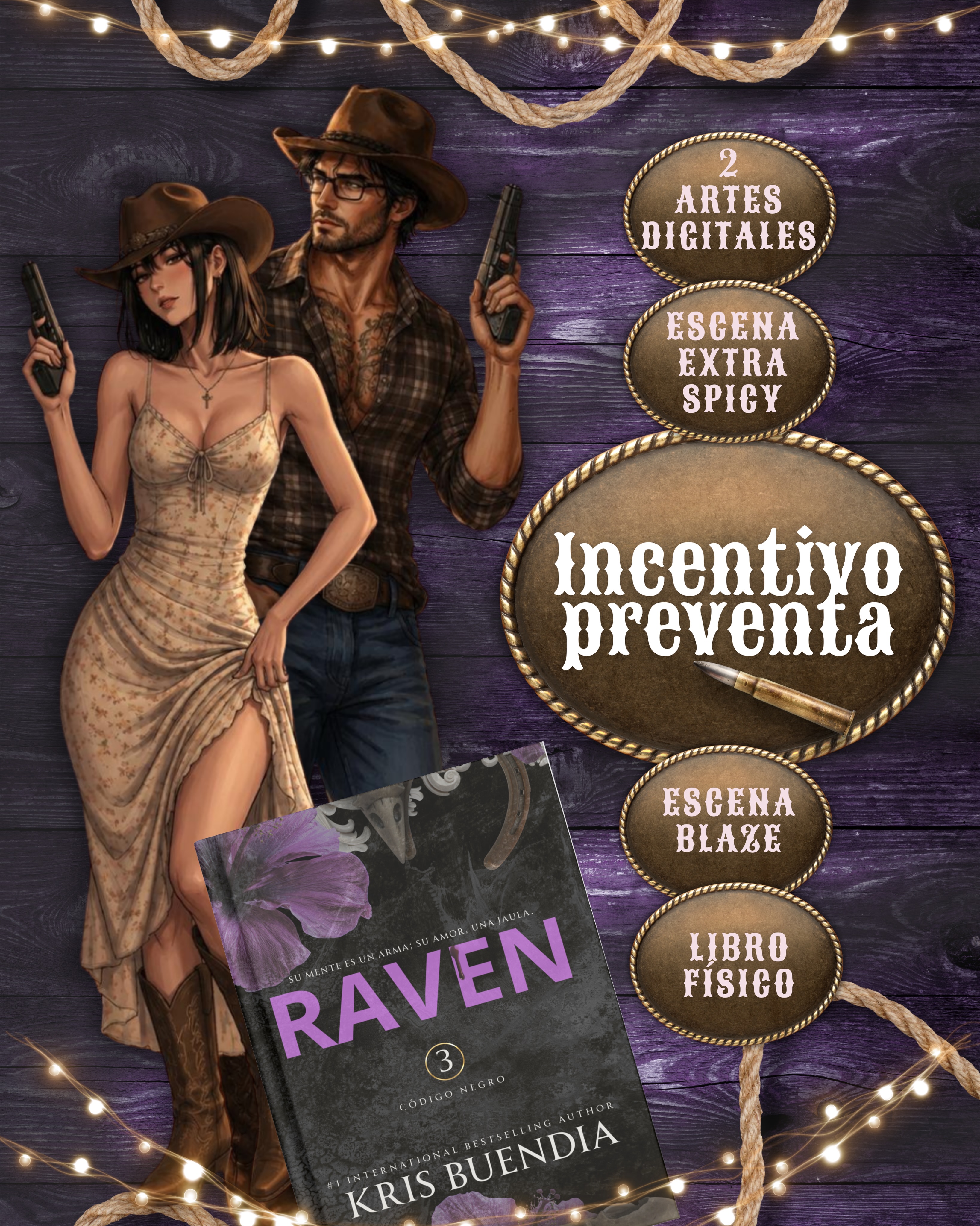 🖤 INCENTIVOS POR PREVENTA — RAVEN 🖤
¿Quieres saber qué desbloqueamos con cada meta? 🩸 Cada número corresponde a la cantidad total de preventas alcanzadas.
🖤 10 PREVENTAS
Al llegar a 10 copias vendidas en preventa → se desbloquean 2 artes digitales exclusivos de RAVEN.
🩸 20 PREVENTAS
Al llegar a 20 → se desbloquea una escena extra del siguiente libro.
🔥 30 PREVENTAS
Al llegar a 30 → se desbloquea un bonus spicy. 👀
🖤 50+ PREVENTAS
Al alcanzar 50 o más → desbloqueamos TODO lo anterior + 1 ganador/a recibirá una copia física de RAVEN. 📖🩸
📅 La preventa se cierra el 27 de septiembre.
🎁 El ganador/a de la copia física será anunciado el 28 de septiembre.
🌎 PREVENTA ABIERTA INTERNACIONALMENTE.
📩 ¿Cómo participar?
Solo tienes que realizar tu preventa y enviarme la captura de tu comprobante a:
📧 krisbuendia.autora@gmail.com
o por DM de Instagram.
🖤 Importante: todos los lectores que hayan participado en la preventa y no resulten ganadores de la copia física recibirán igualmente todos los incentivos desbloqueados directamente en su correo electrónico.
Cada preventa cuenta. Cada meta desbloquea algo nuevo. 🩸
RAVEN — CÓDIGO NEGRO #3
¿Hasta dónde vamos a llegar? 🖤