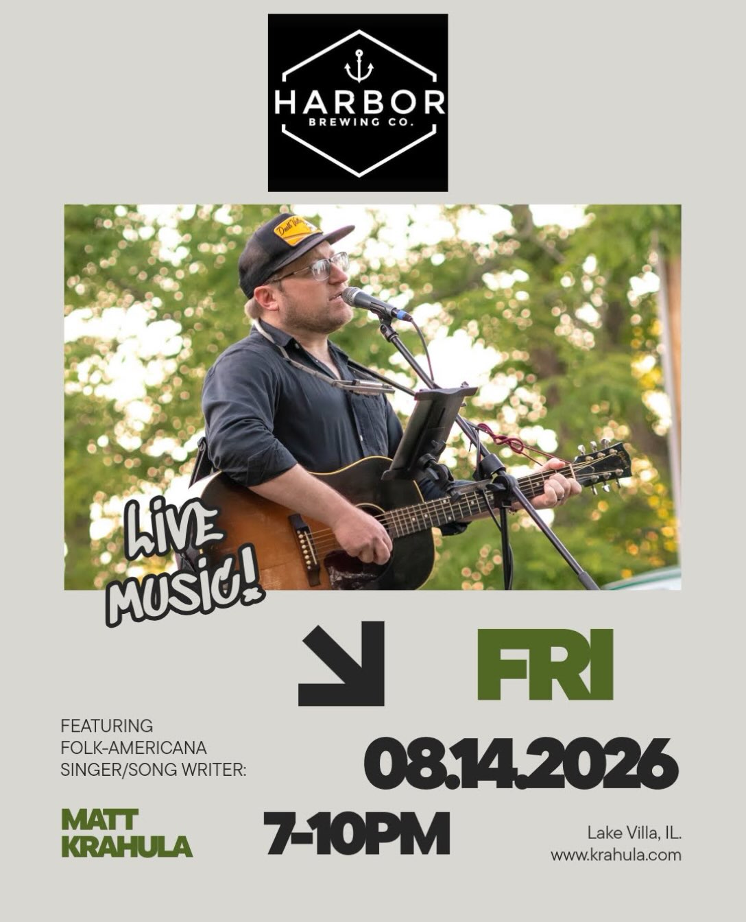 Always nice to be back at one of my favorite spots. Swing by @harborbrewingco Friday, 8/14 from 7-10pm for some awesome craft beers and some fun tunes.
#lakevilla #harborbrewingco #livemusiclakevilla #supportlocalillinois #fridayvibes