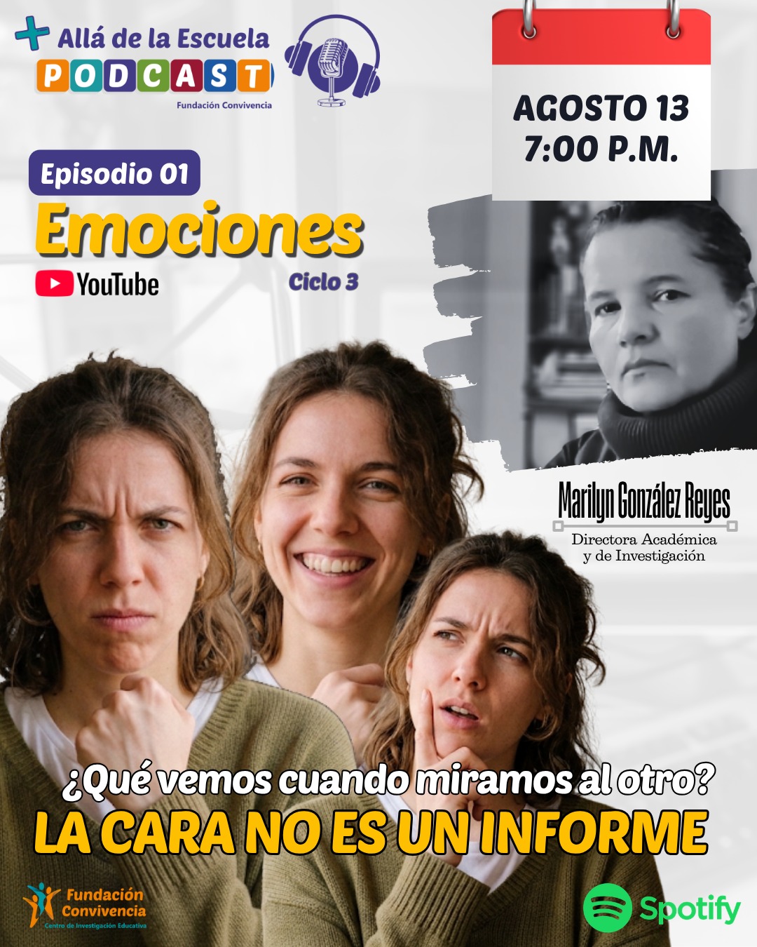 Cuando queremos saber cómo está alguien que nos importa, le miramos la cara buscando la respuesta. Y sacamos conclusiones. Está enojado. Está bien. No le pasa nada.
La evidencia sugiere que esa lectura no es tan fiable como creemos. No porque no sepamos leer, sino porque la cara nunca fue un idioma con una sola traducción.
La alternativa cabe en una frase: en lugar de preguntar cómo te sientes, pregunta qué pasó.
Episodio completo en el link de la bio.
#Emociones #Crianza #EducaciónEmocional #+AlláDeLaEscuela #FundaciónConvivencia
