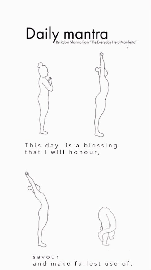 I drew this yoga sequence a few years ago — a Sun Salutation flowing with the words of a mantra by Robin Sharma.
I found it again today and realised how much I still love both the movement and the message.
Moving through the words, one breath and one movement at a time, becomes a reminder:
We can’t always choose what happens around us.
But we can choose how we want to meet the day.
Who do I want to be today?
How do I want to live?
Where do I want to lead myself?
🤍
Mantra by Robin Sharma
Illustrations by Karin Wennerholm