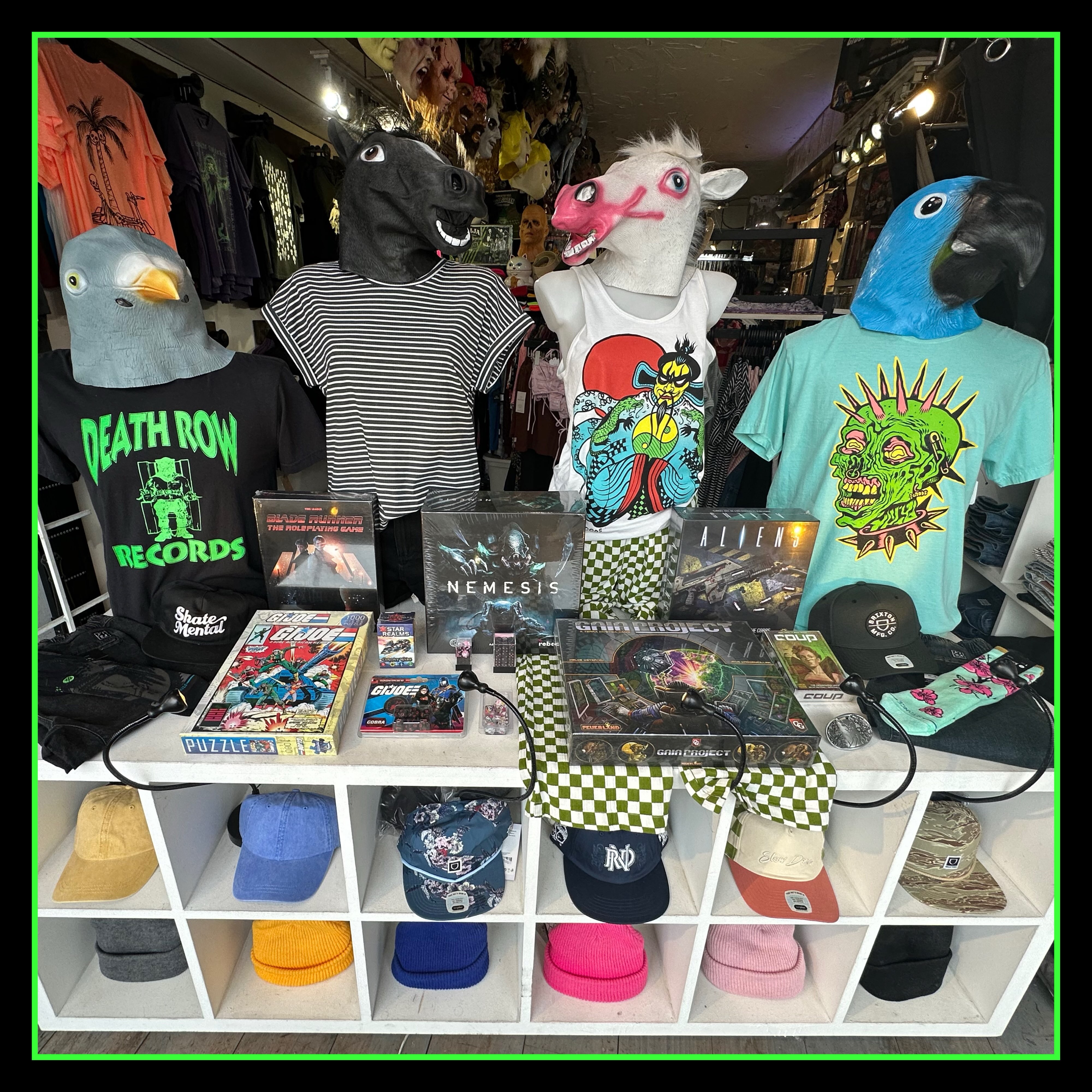 We’ve got boardgames, clothing, accessories, collectibles and more.
C’mon down to 2307 East Hastings in Vancouver or place your order via shop@thegoodsapparel.com or by messaging us on instagram or facebook. We ship all over Canada