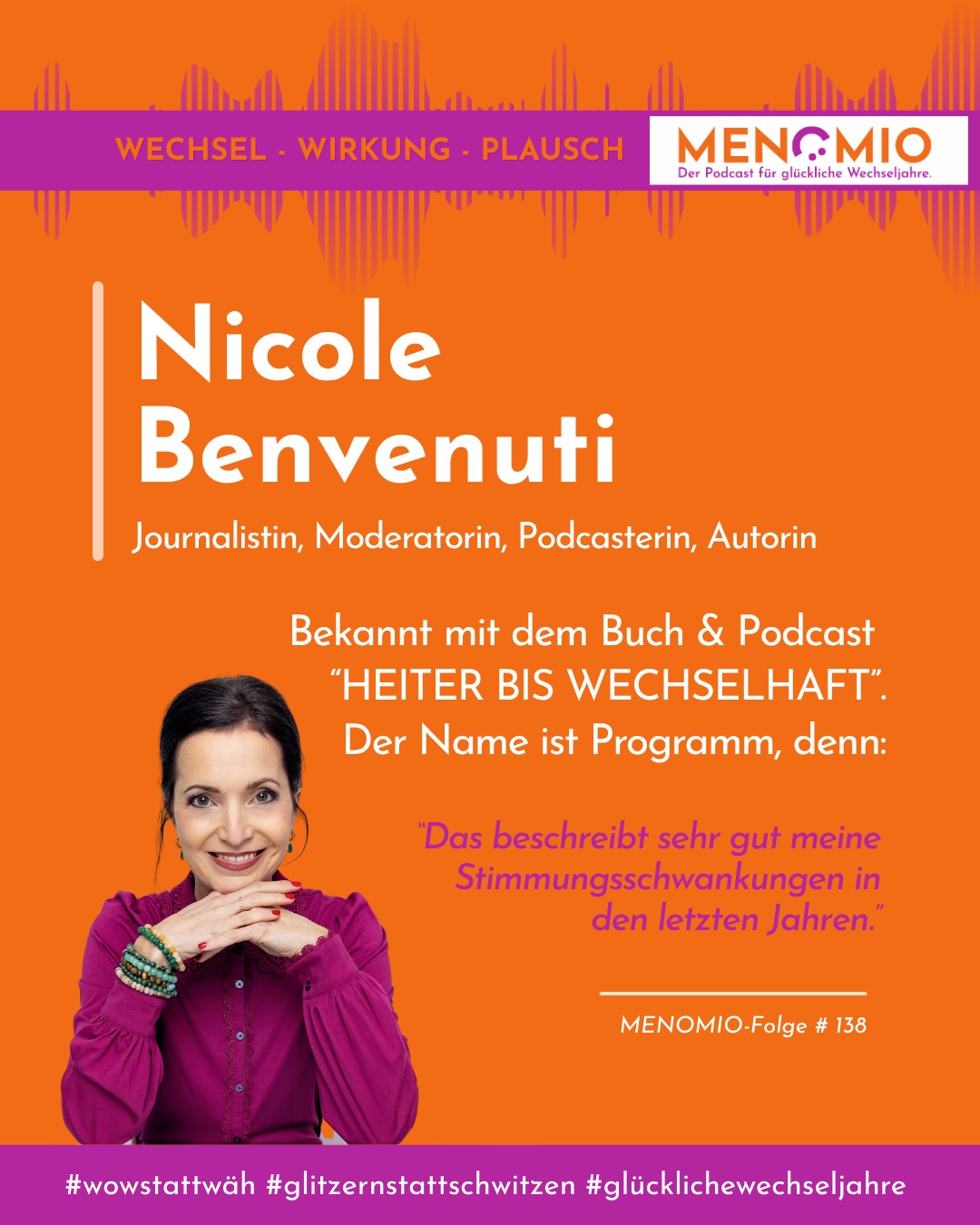 Heiter bis wechselhaft. Das beschreibt längst nicht nur das Wetter.
@nicole.benvenuti76 macht seit Mai 2024 den Podcast „Heiter bis Wechselhaft“ heiterbiswechselhaft bei ORF Radio Vorarlberg. Jetzt ist auch ihr Buch zum Podcast erschienen.
🧡🩷 Was uns verbindet? Der Wunsch, Wissen über die Wechseljahre dorthin zu bringen, wo es hingehört: zu den Frauen.
Denn wer versteht, was im eigenen Körper passiert, kann bessere Entscheidungen für die eigene Gesundheit treffen.
Ein Satz von Nicole ist mir besonders hängen geblieben 👉
Sie möchte gar nicht wissen, wie viele Frauen in den Generationen vor uns nicht gesehen, nicht ernst genommen oder nicht richtig behandelt wurden, weil niemand genau hingeschaut hat.
Das sitzt.
Und vielleicht ist genau das der Grund, warum es beim Thema Wechseljahre nicht mehr Einzelkämpferinnen braucht, sondern mehr Miteinander.🫶✨
🩷 Mehr Austausch.
🧡 Mehr Offenheit.
🩷 Mehr Wissen.
🧡 Und weniger Scham.
Denn was wir heute verändern, entscheidet auch darüber, wie Frauen in 20 oder 30 Jahren durch ihre Wechseljahre gehen werden.
Für mich ist das Sisterhood: nicht gegeneinander, sondern miteinander. Weil dieses Thema viel zu groß und viel zu wichtig ist, um daraus einen Wettbewerb zu machen.
🧐 Was hättest du über die Wechseljahre gerne schon zehn Jahre früher gewusst?
#glitzernstattschwitzen #glücklichewechseljahre #wowstattwäh