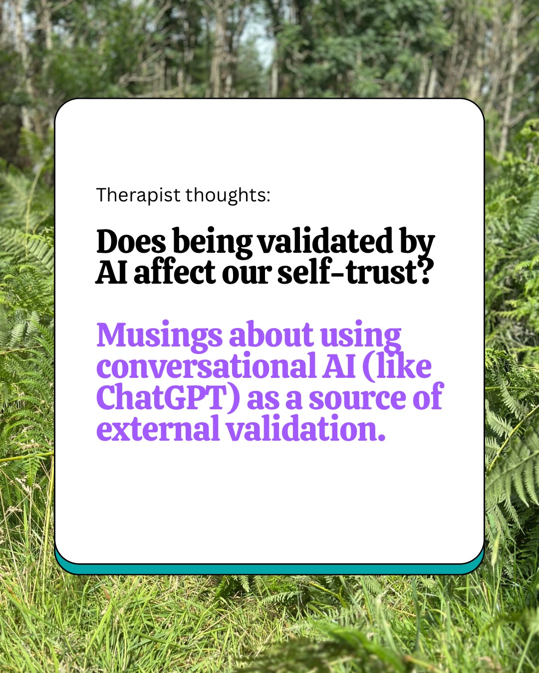 Do you reckon ‘muscle of self-trust’ is going to catch on? 🙃
#therapy #ai #selftrust