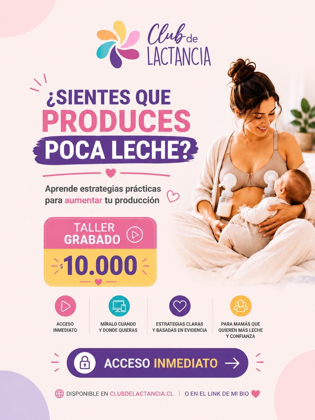 A veces no es que tengas poca leche… sino que simplemente nadie te ha explicado cómo funciona realmente tu lactancia. 🤍
En el taller AUMENTA TU PRODUCCIÓN aprenderás:
✨ Cómo funciona la producción de leche materna
✨ Qué puede estar detrás de una baja producción
✨ Estrategias prácticas para aumentar tu producción
✨ Todo sobre extracción y uso del extractor
✨ Estimulantes y galactogogos: cuándo pueden ayudar y cuándo no
Quiero que termines este taller entendiendo tu lactancia y con herramientas concretas para favorecer tu producción de leche.
🎥 Taller grabado
💰 $10.000
▶️ Acceso inmediato
Encuéntralo en clubdelactancia.cl o en el link de mi bio 💜