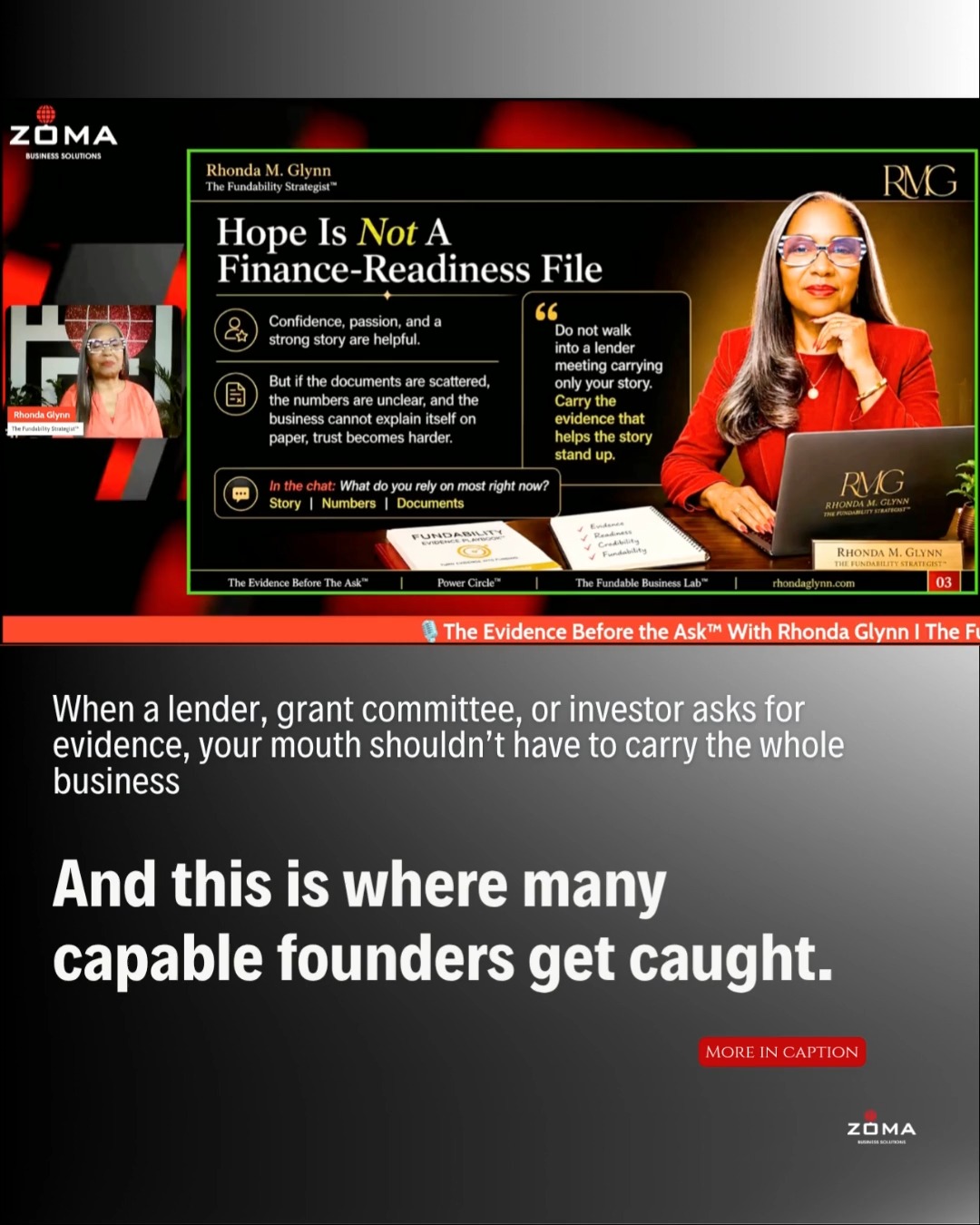 Hope is not a finance-readiness file.
That was one of the key truths from Wednesday’s webinar "The Evidence Before The Ask™"
Because yes-confidence helps.
Passion helps.
A strong story helps.
But when a lender, grant committee, or investor asks for evidence, your mouth shouldn't have to carry the whole business.
And this is where many capable founders get caught.
The business is active.
Clients are being served.
Money is coming in.
But your proof is scattered.
WhatsApp messages.
Emails.
Screenshots.
Notebooks.
Bank accounts.
Receipts in different places.
Numbers you “know” but can't quickly prove.
That's not a capability problem.
It's a clarity problem.
If opportunity shows up and it finds you scrambling for documents,
cleaning records, and reconstructing cash flow...
the issue may not be funding.
It may be a lack of preparation before the "ask".
This is why this work matters.
Not to shame women founders.
But to strengthen them.
So let me ask you:
"Would you like a repeat session of "The Evidence Before The Ask™", before we move into "The Fundable Business Lab™*" in September?
Comment "REPEAT" or send me a message.
But even before you do, answer me this:
"If someone asked for your finance-readiness file today…
would your business look prepared,
or would you be gathering proof under pressure?"
#TheEvidenceBeforeTheAsk #thefundabilitystrategist #FundabilityEvidencePlaybook #msmefunding