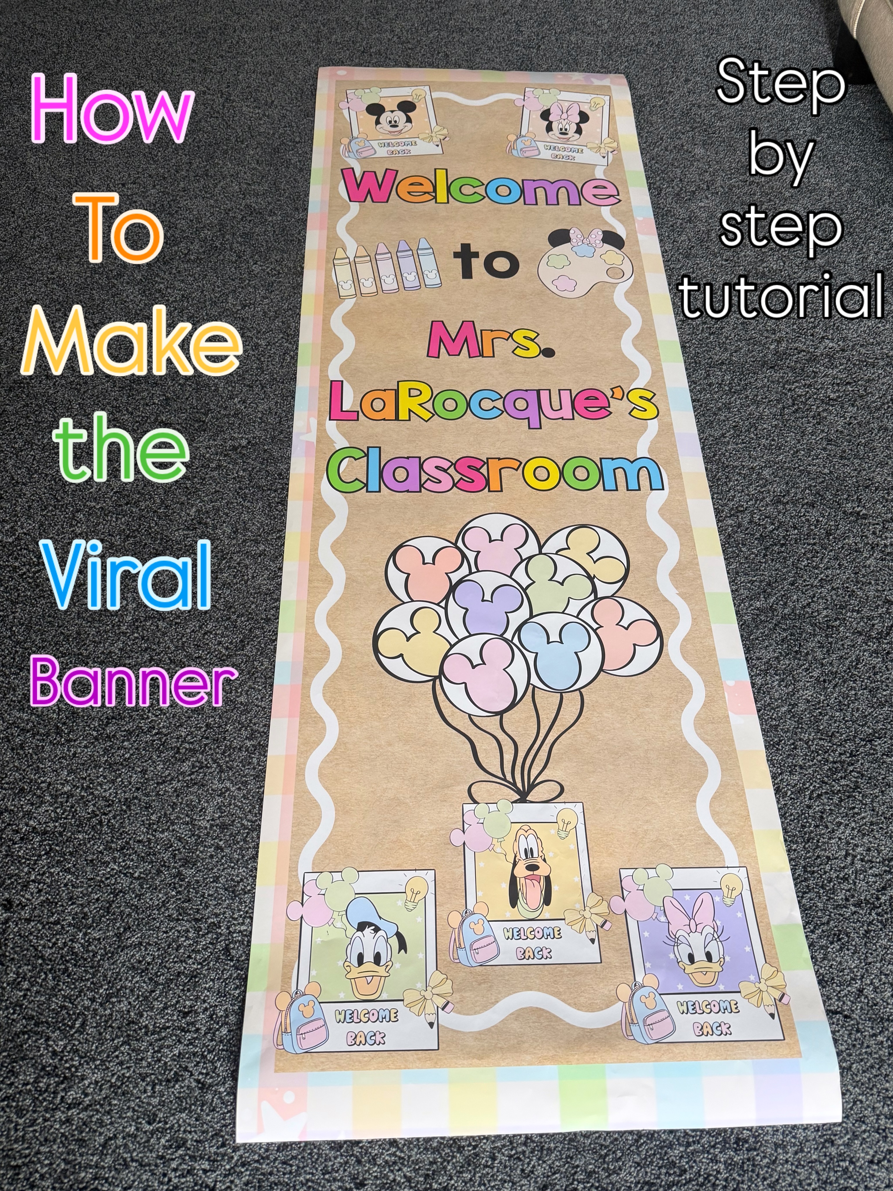 💖😄We don’t gatekeep here.
Here is a step by step tutorial on how to make viral banner for back to school. I started in Canva and selected 24 by 72 inch custom size.
The trickiest part is the squiggly line and it just takes some time to mess it to get to fill the edge.
Don’t forget to use your coupon code in the check out. This poster costed me less than $13 at Walgreens.
I cannot share this template but I did share step by step directions so you can make your own.
PLEASE NOTE: make sure when you download on Canva change the size to 2.5 so it is not blurry
Back to school. Kindergarten teacher. Classroom decor. Brown paper banner. Preschool teacher. Disney teacher. Elementary teacher.