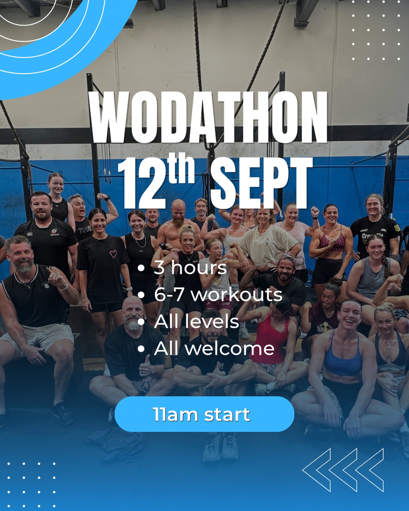 Our annual WODATHON is on!
📅 Saturday 12th September
⏰ 11am
6–7 workouts. Just like a class but supersized!
Scalable, achievable & for absolutely EVERYONE!
Challenge yourself, have some fun and get amongst the community.
All welcome!!
.
Book via WodBoard .
SPOTS are LIMITED
.
#WODATHON #CrossFitBurleigh #CommunityIsEverything