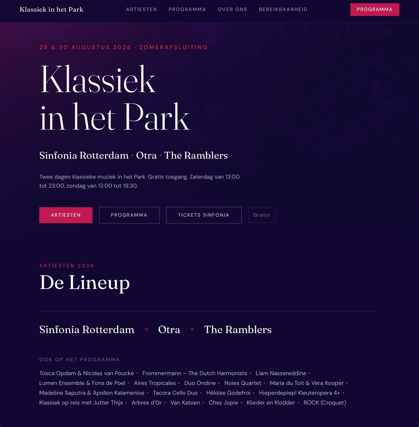 Lumen Ensemble treedt samen met journalist Fons de Poel op tijdens Klassiek in het Park @klassiekinhetparkrotterdam op zaterdag 29 augustus!💡💜
Voorheen bekend als Dag van de Romantische Muziek, is ook Klassiek in het Park een vrij toegankelijk, meerdaags stadsfestival dat plaatsvindt in het Park in Rotterdam. Jong talent en bekende musici brengen samen klassieke tradities van over de hele wereld tot leven in het romantische decor van het Park.
🖼️In hun concertprogramma Portraits onderzoekt Lumen Ensemble hoe muziek mensen, herinneringen en karakters tot leven brengt. Gustav Mahlers ontroerende liefdesverklaring aan Alma, Virgil Thomsons muzikale portretten, de jeugdherinneringen van Lera Auerbach en Ravels dromerige Pavane pour une infante défunte tonen elk een eigen manier waarop muziek een persoonlijkheid of een wereld kan oproepen.
Een bijzonder onderdeel vormt Ferdinand de Stier van Alain Ridout, een geestig en ontroerend muzikaal verhaal voor viool en verteller. Speciaal voor dit programma maakte tv-journalist en presentator Fons de Poel een eigen bewerking van de tekst.
Met hun kleurrijke arrangementen en verfijnde samenspel laten violiste Anastasia Kozlova en harpiste Eva Tebbe bekende meesterwerken en minder bekende parels in een nieuw licht horen.
🎻Anastasia Kozlova — viool @anastasiakozlovaviolin
Eva Tebbe — harp @evatebbe
💬Fons de Poel — verteller
Check de super mooie line-up!😊 Zie we je op 29 augustus?
📆 zaterdag 29 augustus om 16.30
📍Het Park bij de Euromast, Baden Powelllaan · 3016 GJ Rotterdam
🎟️gratis
#klassiekinhetparkrotterdam #lumenensemble
📷 @richardsmit.photography