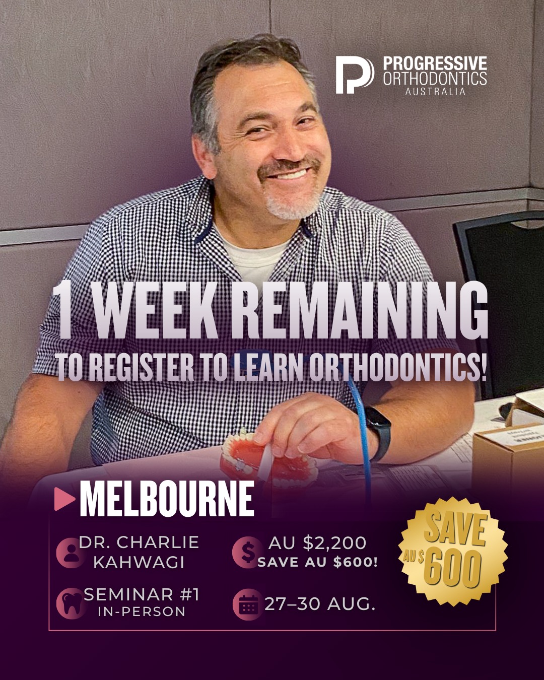 Only 1 week left until your #orthodontics journey with Dr. Charlie Kahwagi begins in Melbourne! Join us for the fundamentals of case diagnosis, treatment planning, and ortho mechanics to lay the foundation for your education.
Contact Zita at ✉️Zita@POSOrtho.net or ☎️+61 (0)402 314 528 to learn more and register. See you soon!
.
#OrthoEducation #Dentist #Dentistry #CPD