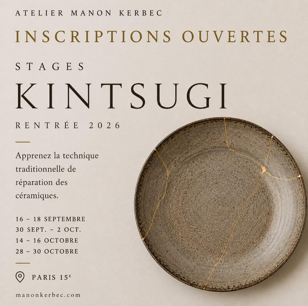 Infos et Inscriptions en lien sur mon profil
#kintsugi #kintsugiart #金継ぎ