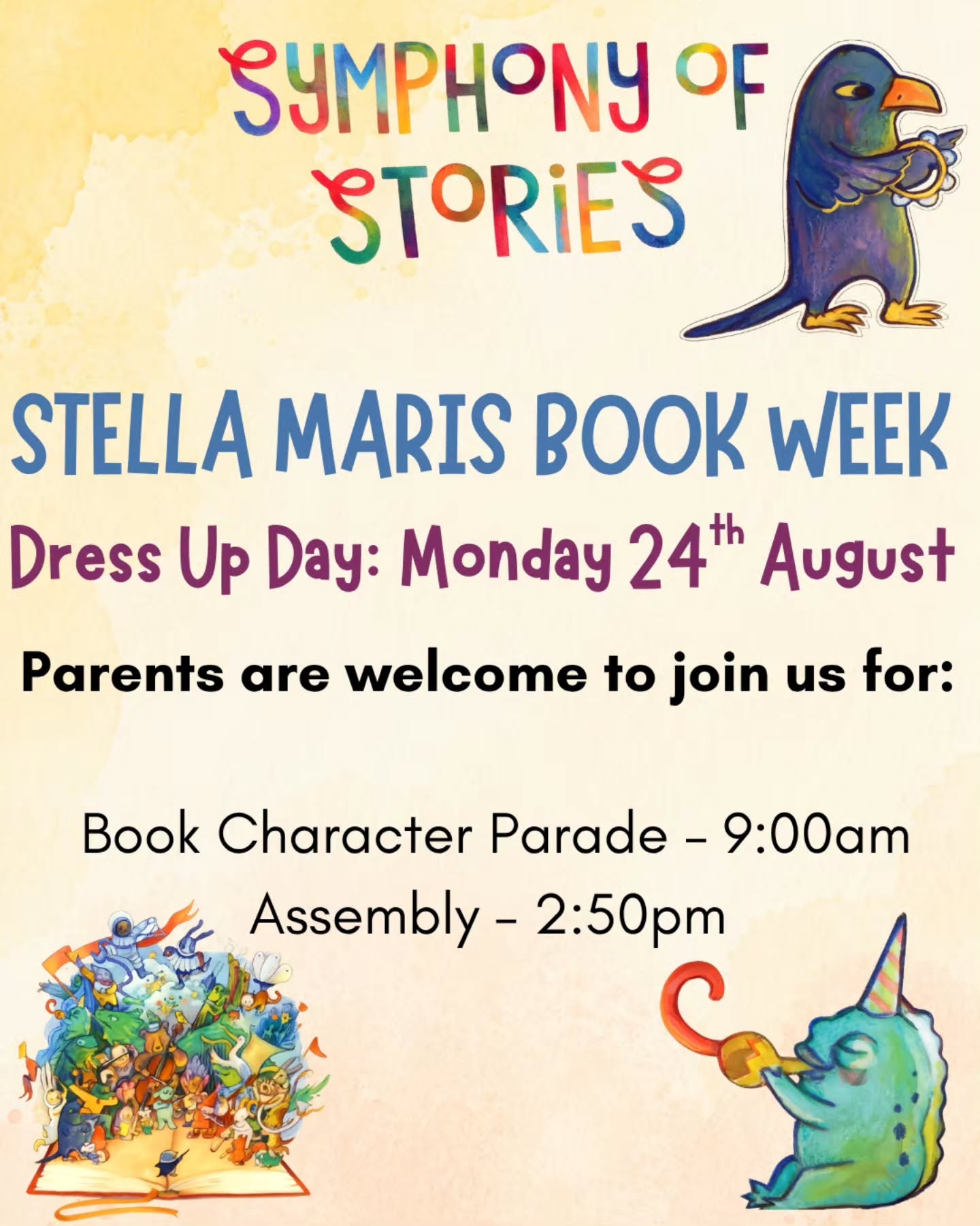 📚✨ BOOK WEEK DRESS-UP DAY! ✨📚
Get ready to bring your favourite book characters to life!
🗓️ Monday 24th August
Don’t forget, our Jungle Book Fair will be open for book purchases before and after school! 🌿🐒
We can’t wait to see all the wonderful characters come to life!