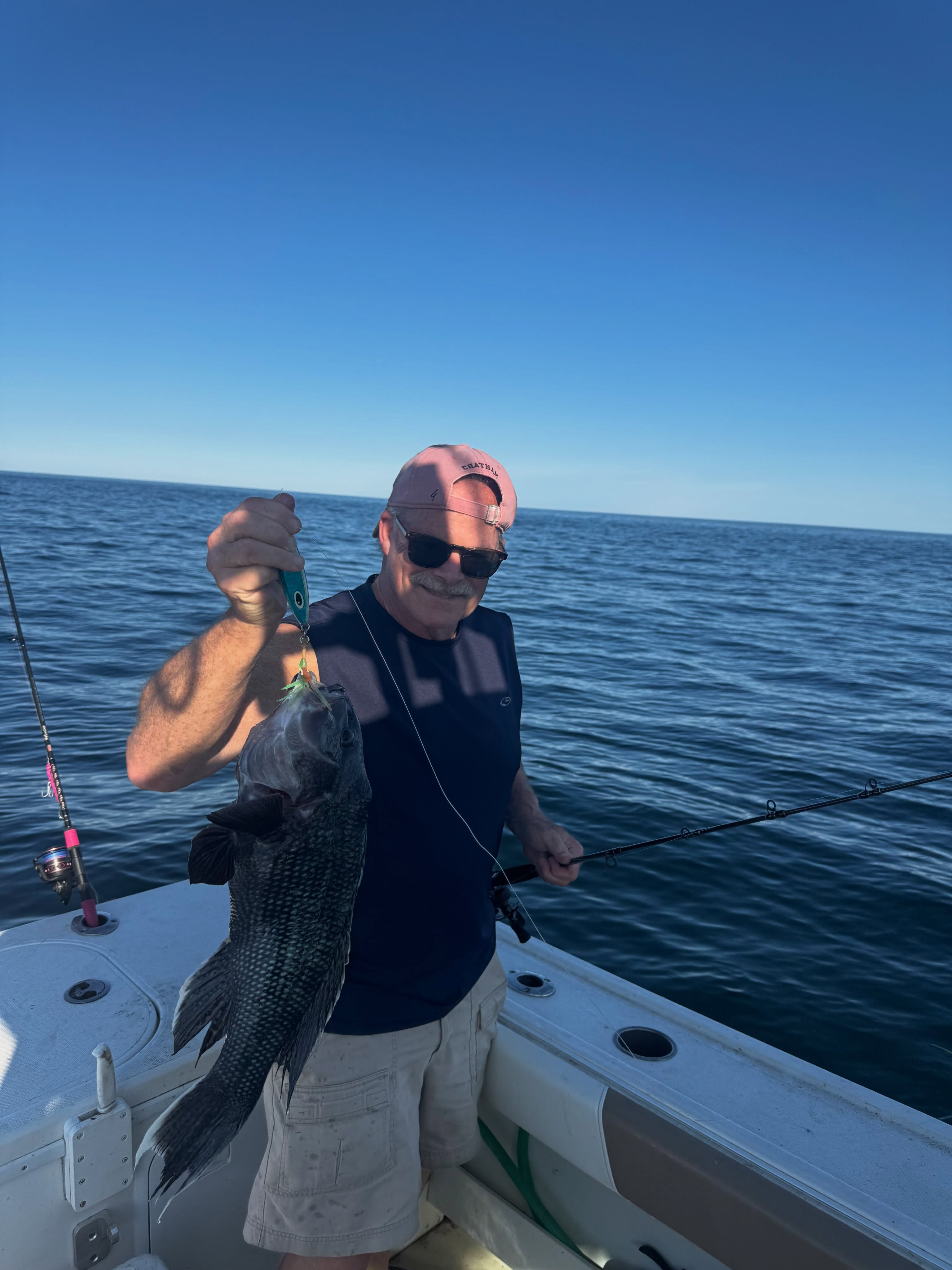 Some nice sea bass being found at Monomoy mixed in with the other ‘regular’ species. Slow fall hard shell jigs on Slow pitch rods and low profile reels make this super fun for all. #myfishingcapecod #onthewatermagazine #riverviewbaitandtackle #harwichsportbaitandtackle #sportsportoldsalt