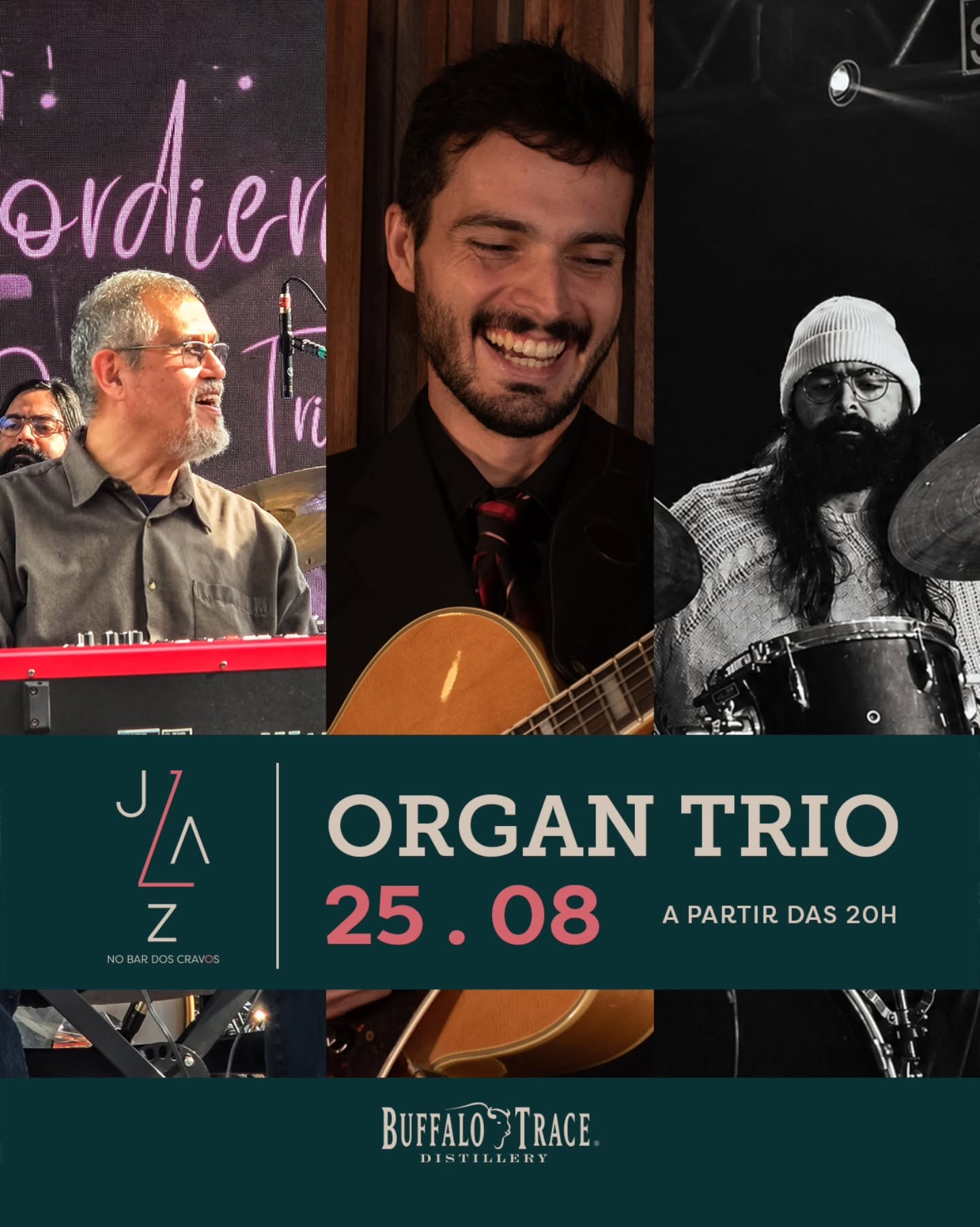 No dia 25 de agosto, o Jazz no Cravos recebe o Organ Trio, com @wilbordieri na guitarra, @gibaestebez no órgão e @rlpestana na bateria.
O encontro passa pelo soul jazz e pelo rhythm and blues, com o balanço de uma formação que atravessa a história dos clubes de jazz: guitarra, órgão e bateria.
Para acompanhar, uma carta de drinques autorais criada pela casa especialmente para a noite, em parceria com @buffalotracedistillery_brazil .
Jazz, bons drinques e tempo para ficar à mesa.
No dia 25 de agosto, a partir das 20h.
Reservas pelo link da bio.