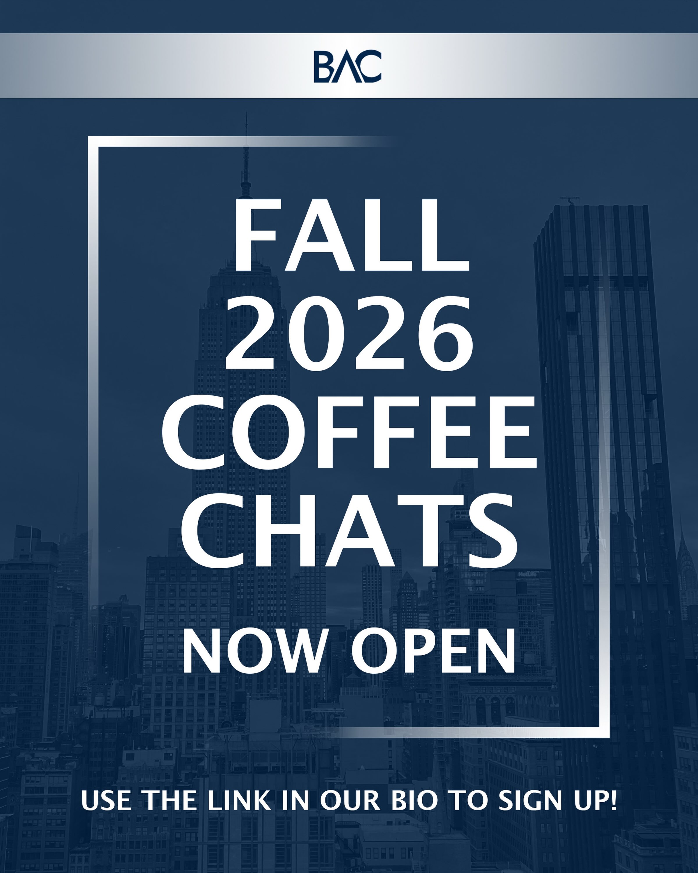 Fall 2026 Coffee Chats are now OPEN! Please use the link in our bio to sign up. Looking forward to meeting you all soon! 🎉