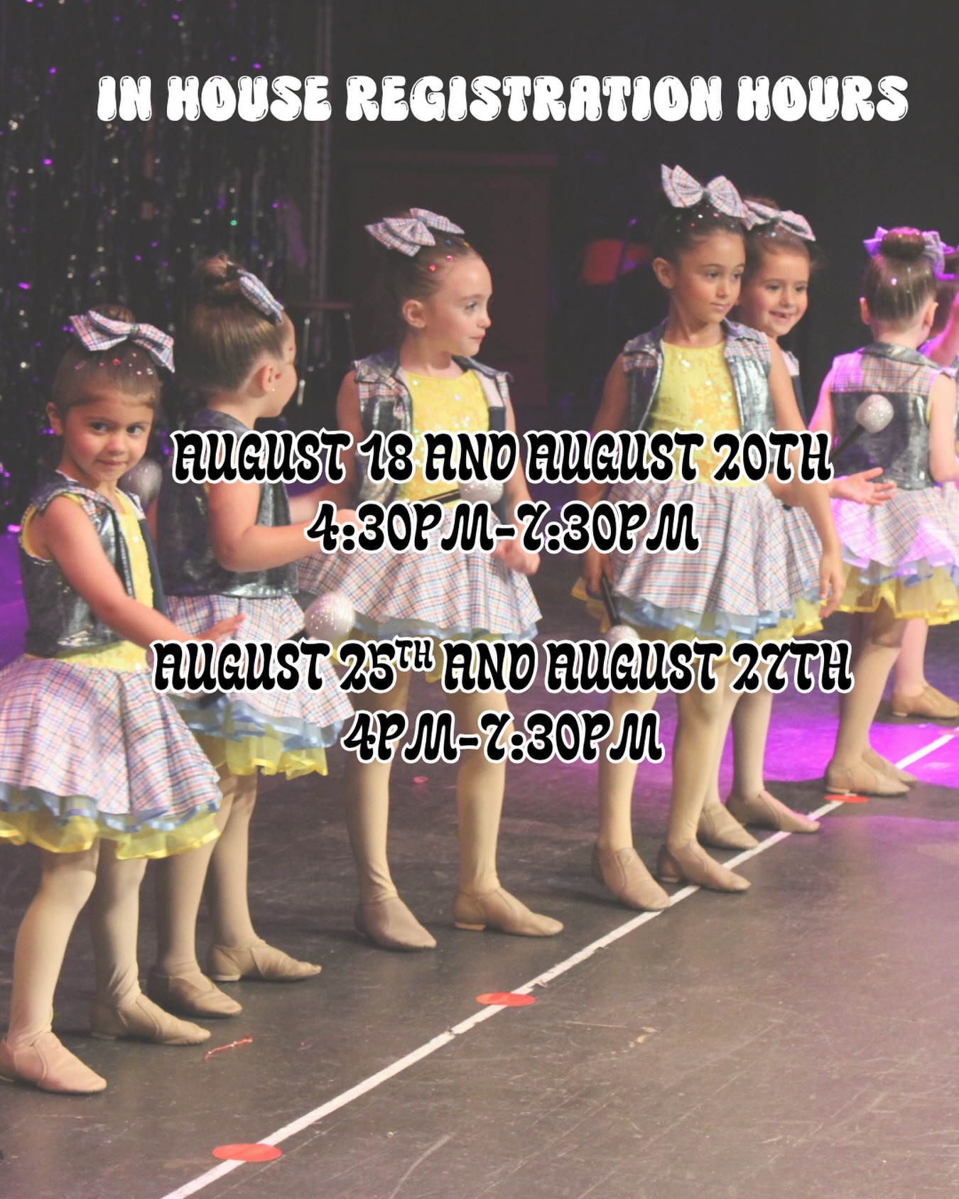 IN HOUSE REGISTRATION HOURS! *FREE Costume for new students upon registration! Come on down and check us out ♥️🖤