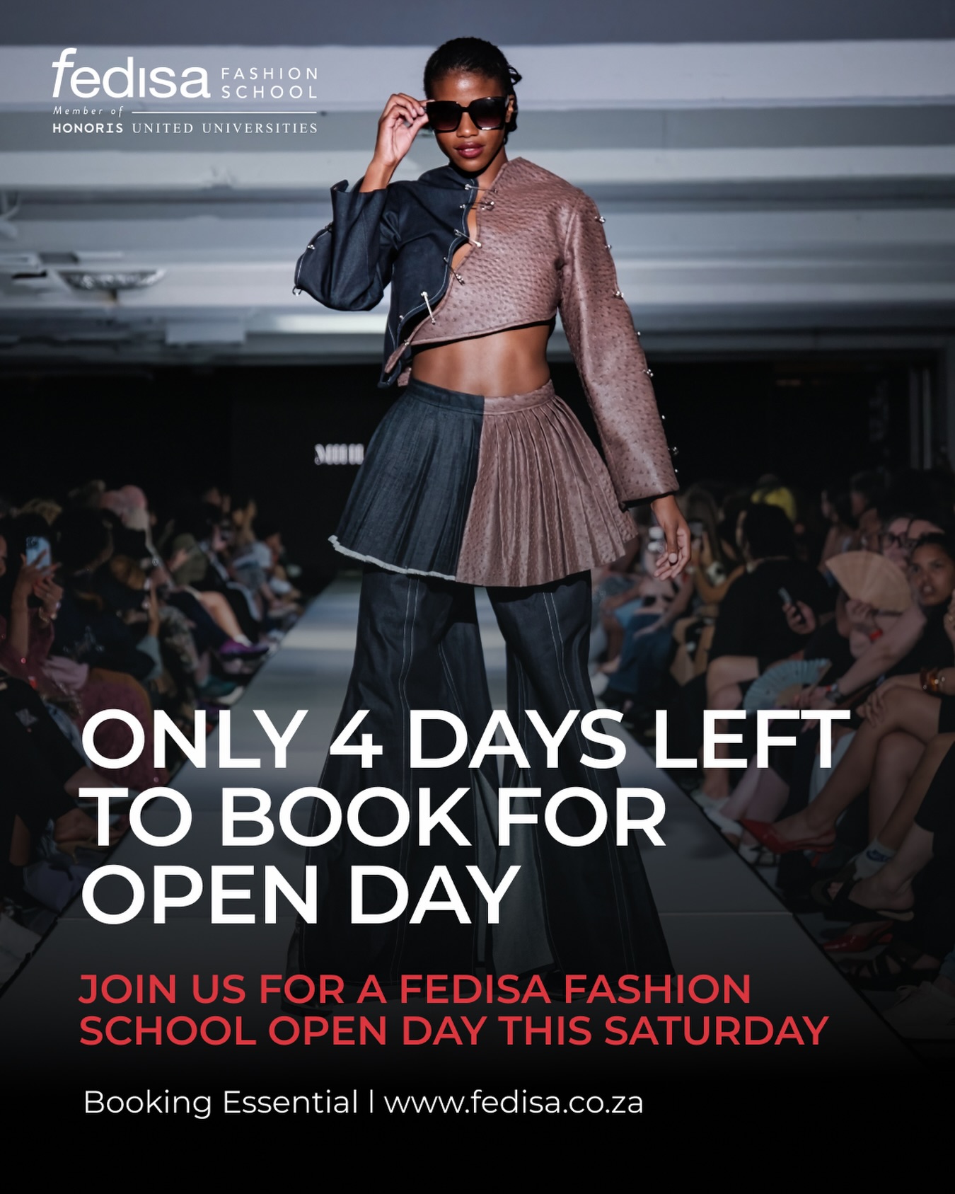 ONLY 4 DAYS LEFT TO BOOK FOR OPEN DAY! 🔥👏🏻
Time is running out to book for this Saturdays FEDISA Fashion School Open Day.
Join us on 22 August 2026 and step inside the creative, fast-moving world of fashion at FEDISA.
Explore our campus, meet our experienced lecturers, experience FEDISA’s creative environment and discover the programmes designed to prepare you for a future in the global fashion industry.
Whether you see yourself launching your own fashion brand or building a career in design, buying, marketing, styling, branding, merchandising or fashion media, Open Day is your chance to discover where your journey could begin.
Planning to study fashion in 2027? Come explore your study options, get your questions answered and complete your application on the day.
📍 FEDISA Fashion School
📅 22 August 2026
🕙 Presentations begin at 10:00 sharp
🎓 Applications for 2027 are now open
Booking is essential, secure your place before bookings close.
Register through the link in our bio or visit www.fedisa.co.za
#FEDISA #FEDISAOpenDay #StudyFashion #FashionSchool #FashionCareers