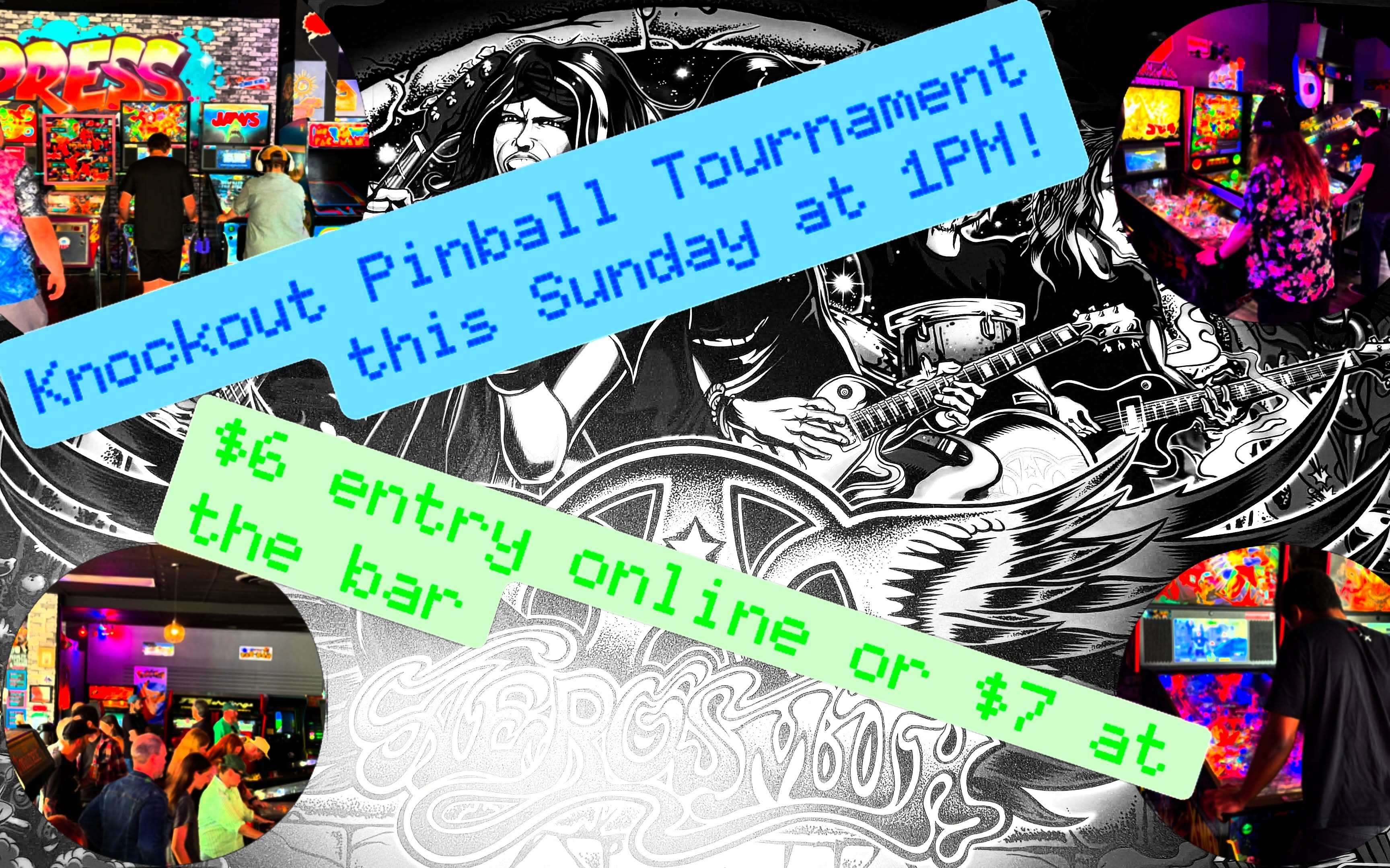 Pinball is so back!
This Sunday August 23 at 1PM the 8-Bit Beans infamous Stern Army Pinball Knockout tournament returns!
$6 entry online or $7 at the bar (plus tokens) gets you the chance to play against pinball players of all ages and skill levels.
On each round, groups of 4 players battle for the top score. If you’re first no strikes. Second and third get 1 strike and fourth gets 2 strikes. If you get 6 strikes, you’re eliminated! Last one left is the winner!
Prizes include 8-Bit Beans gift cards, and a raffle for an awesome official Stern Aerosmith translite.
Gather your crew and we’ll see you Sunday!!
#pinball #sternarmy #arcade #pressstart #coffee