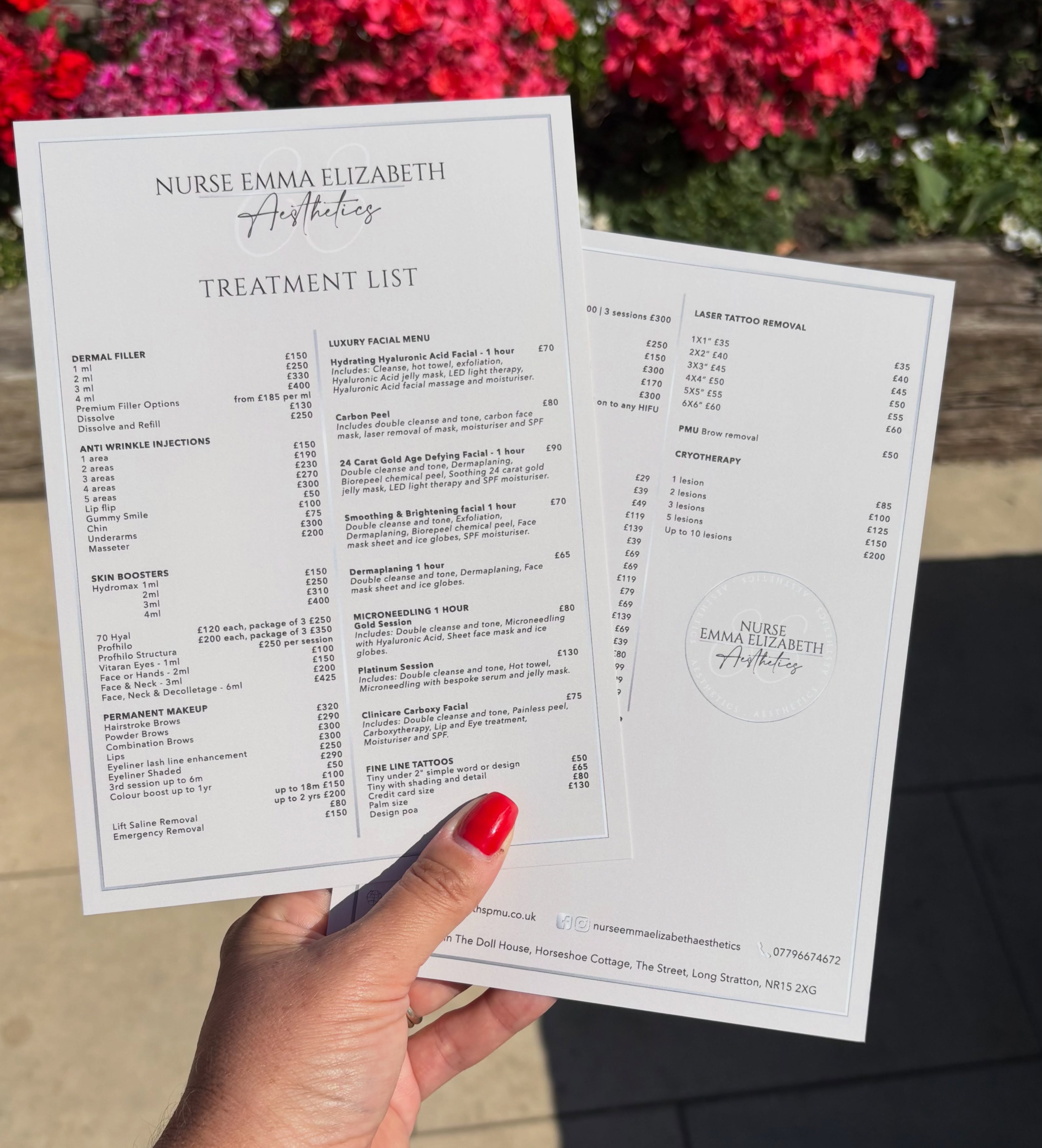 Updated price lists for @nurseemmaelizabethaesthetics
Printed price lists are being replaced by digital versions, and while this works for some businesses and their clients, printed copies add a touch of luxury to your business 🤍
