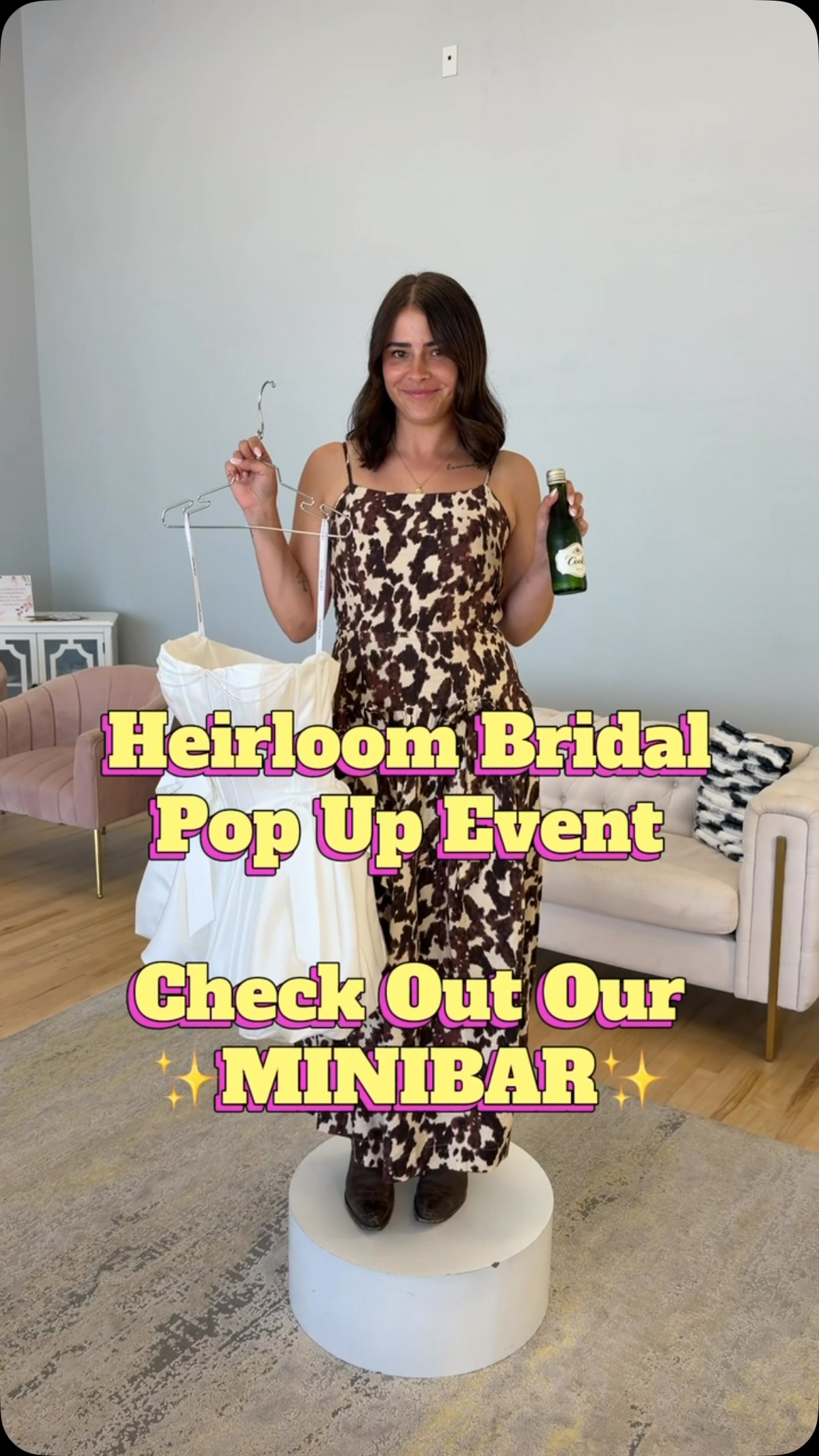 Our Minbar Pop Up with @heirloombridalcompany is SO fun!🥰
Today - August 26, we will have exclusive mini gowns in the shop, as well as sweatshirts, bridal pajamas, and stunning new veils! All in store for a limited time!
Each purchase from our “minibar” will come with a mini bottle of champagne or sparkling cider!
Appointments are limited, book today to get the reception dress, bridal shower look, or bachelorette party pieces of your dreams!🩷
#receptiondress #bacheloretteparty #rehearsaldinner #minibar #reels