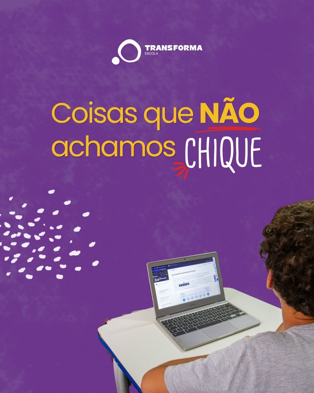 Depois das coisas que achamos chique, chegou a hora do outro lado da lista. 👀
Porque tem coisa que não é questão de gosto.
Respeitar o espaço do outro, saber discordar, reconhecer quando errou e pensar antes de expor alguém continuam sendo boas escolhas em qualquer lugar.
E também tem quem pegue algo emprestado e simplesmente nunca devolva. Aí fica difícil defender. 😂
Agora queremos completar essa lista com vocês:
o que você NÃO acha chique?
#TransFormaEscola #NãoAchoChique #VidaReal #Adolescência #ComunidadeTransForma