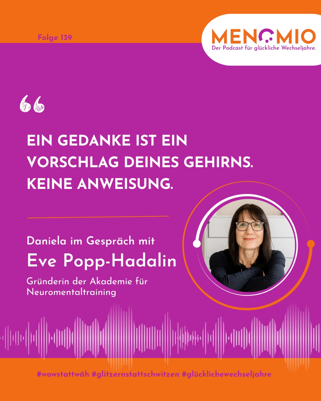 „Ich bin halt so.“
„Das schaffe ich einfach nicht.“
„Ich bin zu alt dafür.“
Kennst du diese Sätze? Ich kenne sie. Und ich weiß, wie schwer es ist, sie loszulassen.
In dieser Folge war Eve Popp-Hadalin bei mir zu Gast, Gründerin der Akademie für @neuromentaltraining .
Was sie sagt, hat mich wirklich berührt:
🫶 Du bist deinen alten Mustern nicht ausgeliefert. Dein Gehirn kann neue Wege lernen. Nicht durch Willenskraft allein. Nicht durch positives Denken. Sondern durch neue Erfahrungen, Wiederholung und Zeit.
🎧 Hör dir die ganze Folge an. Überall, wo‘s Podcasts gibt.
Welchen Satz sagst du dir selbst am häufigsten, den du eigentlich nicht mehr glauben willst?
#glücklichewechseljahre #wowstattwäh #glitzernstattschwitzen #queenager