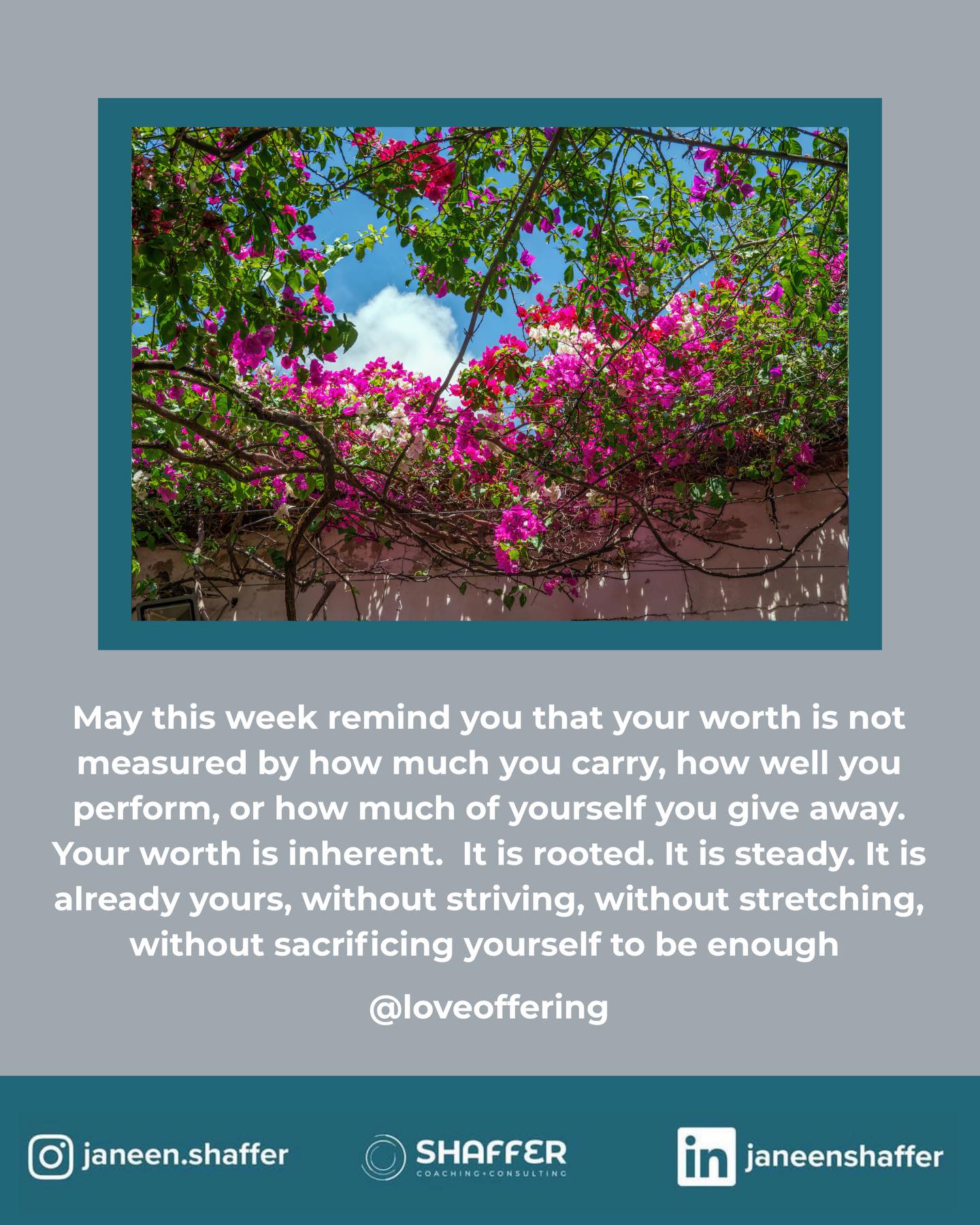 Many of us have been taught—directly or indirectly—that our value comes from what we accomplish, how much we help others, or how much responsibility we can carry. Over time, it can become difficult to separate our worth from our productivity, achievements, or the roles we play for others. If someone saw you as a whole person—not for what you produce, achieve, fix, or carry, but for your heart, your struggles, your joys, and your dreams—what would that feel like? What if your value was not only found in what you do, but also in who you are? This week, may you remember that your contributions are important, but they are not the sole measure of your worth. #inspiration #hope #selfworth #growth