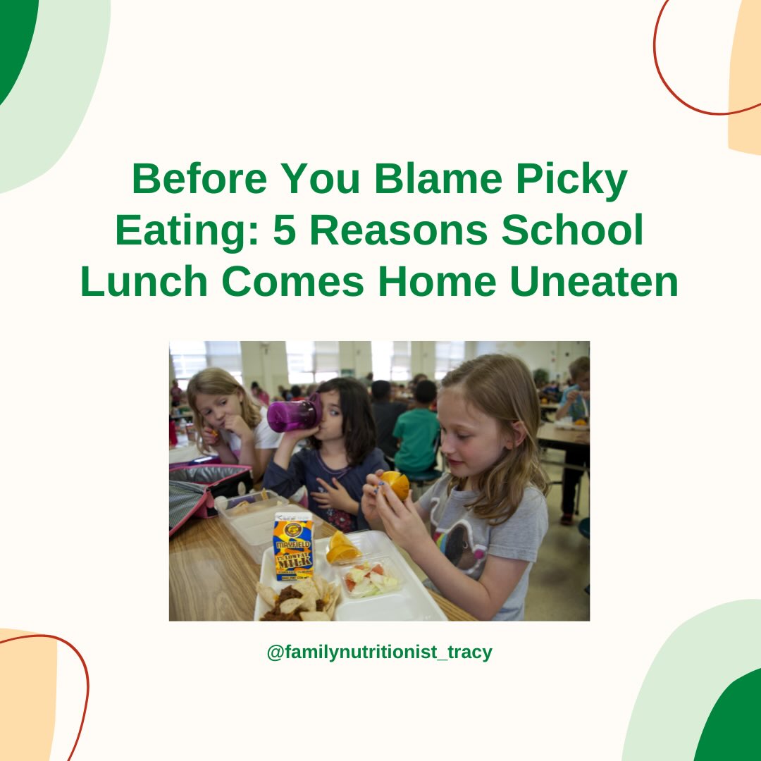 Your child brings their lunchbox home FULL? It might not mean they don’t like the food.
Here are 5 surprising reasons kids don’t eat their school lunch:
1. They run out of time
Eating competes with getting outside to play! Choose quick, easy-to-eat options like mini sandwiches, crackers + cheese, chopped fruit or yoghurt.
2. The food changes by lunchtime
That favourite sandwich may now be soggy, fruit might be warm, or previously crunchy food has gone soft. For sensory-sensitive kids, that change can be enough for them to refuse it.
3. There are too many unfamiliar foods
School isn’t always the best place to experiment. Anchor new or less familiar foods with plenty of foods your child already trusts.
4. The portions are overwhelming
A packed lunchbox can actually discourage some children from starting. Smaller, manageable portions can make eating feel much easier.
5. They’re bored with the same foods
Safe foods are important, but even picky eaters can get tired of eating the same thing every day. Try small variations within foods they already enjoy.
Before assuming “they just won’t eat their lunch,” work out what is getting in the way of eating it.
Sometimes a few small changes can make a BIG difference.
Save this for your next lunchbox prep and follow for more practical picky eating and kids’ nutrition tips.
#schoollunchideas #pickyeating #kidsnutrition #lunchboxideas #fussyeaters
