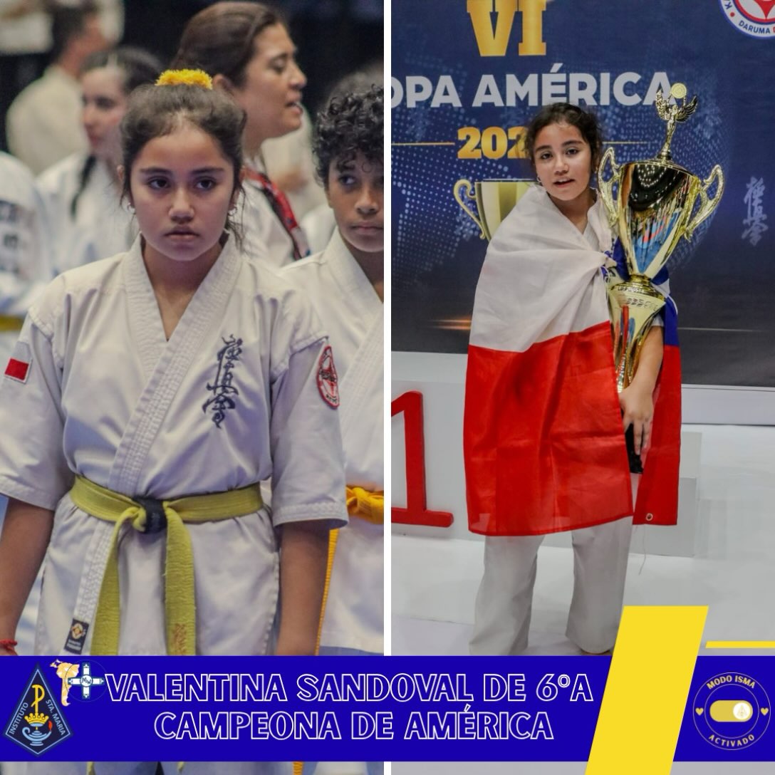 🇨🇱🥋 ¡Orgullo ISMA!
Nuestra seleccionada nacional de Karate Kyokushin, Valentina Sandoval Morales, estudiante de 6°A, se consagró como Campeona de América en Panamá 2026. 🏆🌎
Celebramos con enorme orgullo este gran logro, fruto de su esfuerzo, disciplina, perseverancia y pasión por el deporte. 🤩👏💙💛
Felicitamos a Valentina y también a su familia, por el apoyo, acompañamiento y dedicación que han sido fundamentales en este importante camino.
¡Que este gran triunfo sea el inicio de muchos nuevos desafíos y alegrías! 💙💙🤩
¡Felicitaciones Valentina! 🇨🇱🏆
#ModoISMA