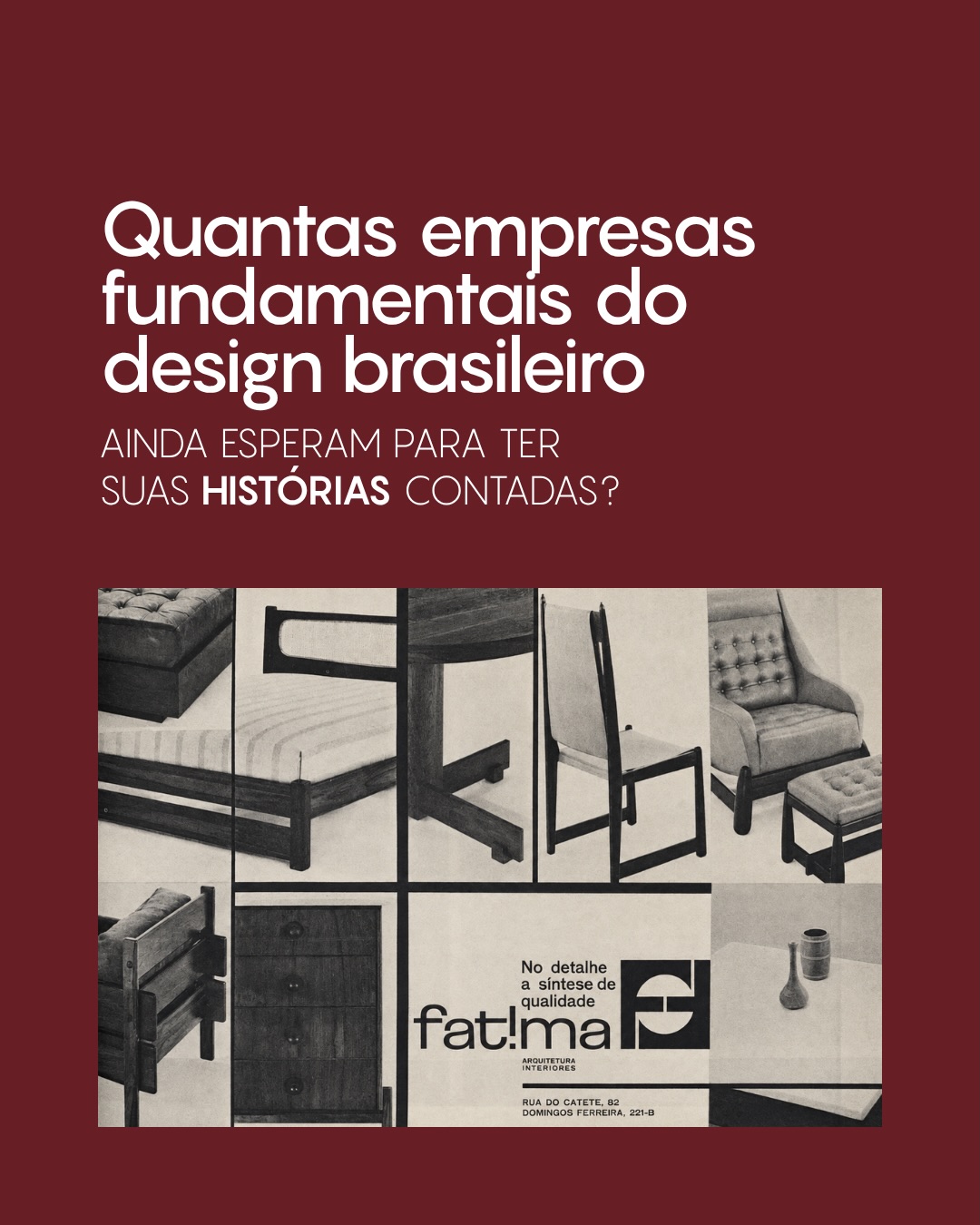 Quantas empresas fundamentais do design brasileiro ainda esperam para ter suas histórias contadas?
Nos anos 1940 ou 1950, o imigrante português Vitor Soares Nunes abre no Rio de Janeiro a Fatima Decorações, uma loja na Rua do Catete voltada à mobília de estilo eclético e historicista. A guinada moderna vem com a segunda geração: no início dos anos 1960, Guilherme Nunes (filho do fundador) se associa a Sávio Visconti, colega de faculdade, e juntos transformam o negócio na Fatima Arquitetura Interiores (FAI), com loja em Copacabana.
Trabalhando sob encomenda, os dois criaram ainda uma estrutura paralela, a Habitat, para desenhar e produzir as peças vendidas na Fatima e em lojas vizinhas. O resultado foi um mobiliário de linhas retas e geométricas, sem ornamentos, em jacarandá, palhinha, couro e tecidos naturais — um retrato fiel do modernismo brasileiro.
Guilherme e Sávio buscavam transformar a Fatima num ponto de convergência entre arte, arquitetura e design: o espaço também funcionava como galeria, promoveu concursos de design de mobiliário e, em parceria com a revista Casa e Jardim, montou um estande de interiores na Feira do Atlântico de 1966.
Conheça as peças da Fatima Arquitetura Interiores disponíveis no acervo da Lora Ronco Galeria.
📍Visite a galeria
Conjunto Nacional – Av. Paulista, 2073
Horsa II (ao lado da Dexco) – 11º andar, conjunto 1103
Estacionamento: R. Padre João Manuel, 60
Horários regulares:
Seg a Sex — 10h às 18h
Sábados — 10h às 16h
#loraroncogaleria #designbrasileiro #braziliandesign #mobiliáriomoderno #mobiliariomodernobrasileiro