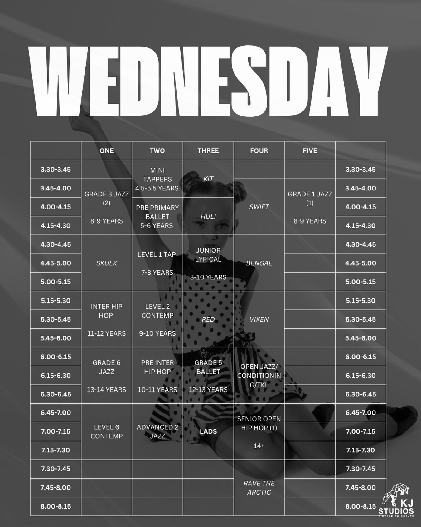 ⚡️ WEDNESDAY CLASSES ARE OPEN & READY FOR YOU TO GET DANCING! ⚡️
The studios have been absolutely BUZZING this week, it has been electric having so many new faces through the doors, and we hope you’ve felt welcomed, included and right at home. We have LOVED having you! 🦊🖤
All classes that are NOT in italics are FREE to trial today, so if you’ve been thinking about giving something a go… this is your sign. Come dance with us. See you there! ✨