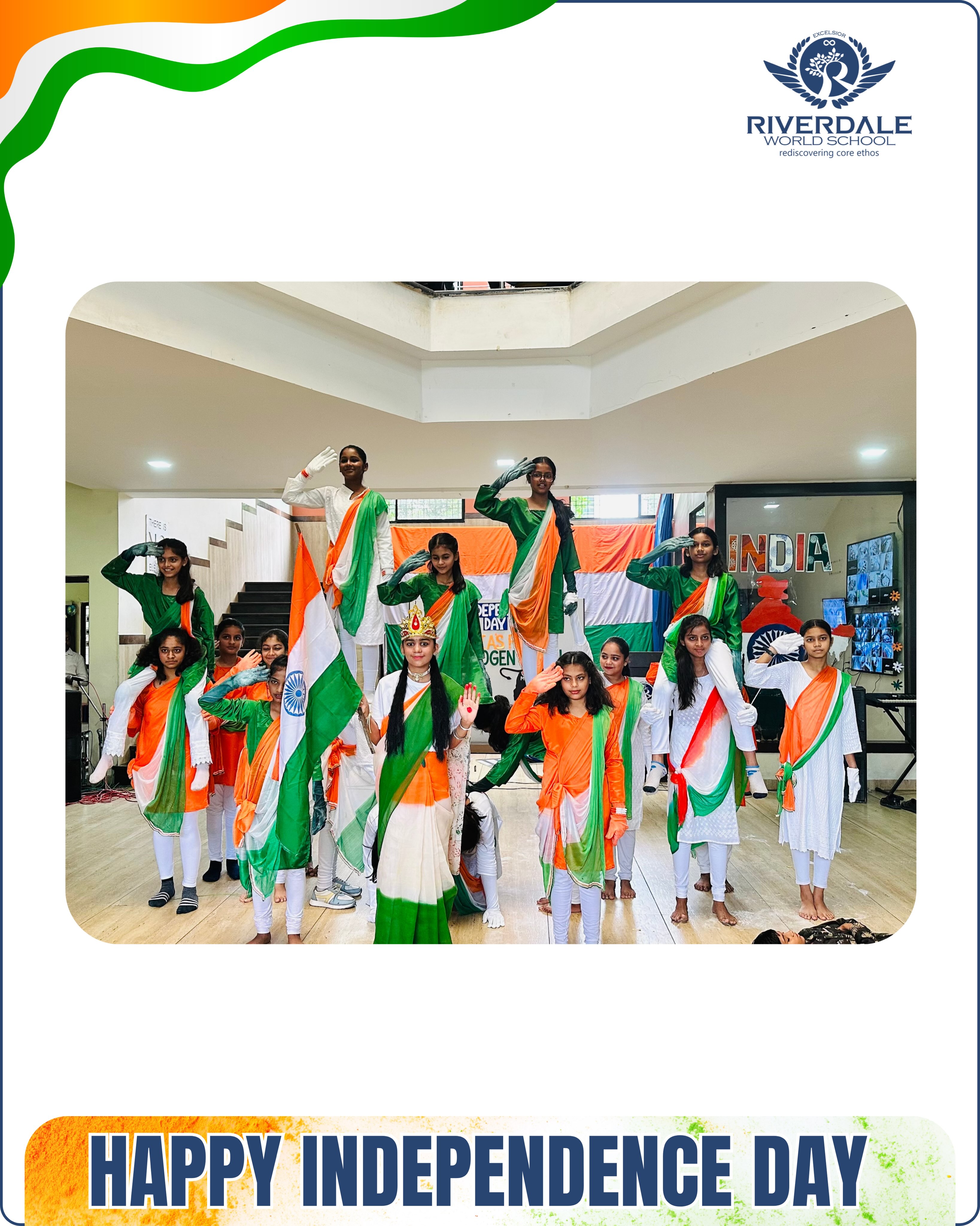 Celebrating the Spirit of Freedom at RWS
80th Independence Day Celebration 🇮🇳✨
Riverdale World School came alive with the vibrant spirit of patriotism as our students celebrated the 80th Independence Day with immense pride and enthusiasm. The celebration featured inspiring speeches, soulful singing, energetic dance performances, melodious music, and powerful patriotic songs that filled the atmosphere with love for our nation.
Every performance beautifully reflected the pride, unity and spirit of India, making the occasion truly memorable. ❤️🤍💚
#80thIndependenceDay #RWS #ProudToBeIndian #SpiritOfIndia #VandeMataram