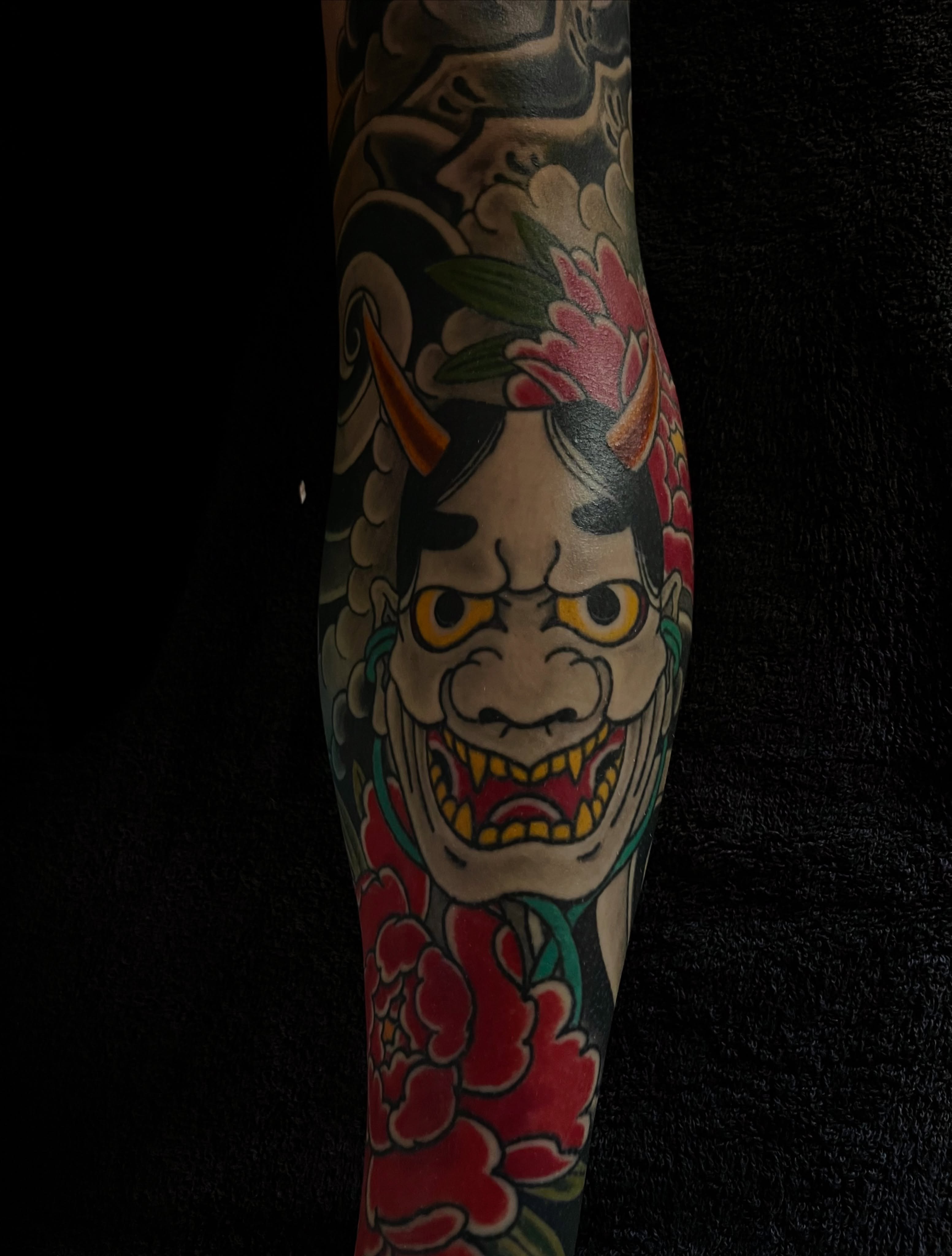 Hannya and Peonies on V. #tattooleipzig #tattoojena #tattoohalle #japanischetattoos #leipzig