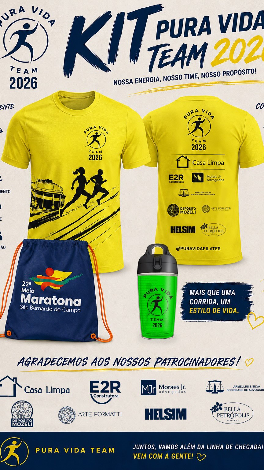 Chegou a hora! 🏃♀️🏃♂️💙
Hoje é dia de retirar os kits da nossa 5ª participação na Meia Maratona de São Bernardo do Campo! 🎉
Mais uma vez, o Pura Vida Team está pronto para viver esse momento especial ao lado de uma equipe incrível! 💪✨
E nada disso seria possível sem o apoio dos nossos patrocinadores, que acreditam no nosso projeto e tornam essa experiência ainda mais especial. Nosso muito obrigado! 🤝💙
🤝 Casa Limpa — @casalimpaabc
🤝 Moraes Jr. Advogados — @moraesjadvogados
🤝 Depósito Mozeli — @deposito_mozeli
🤝 Armellini & Silva Sociedade de Advogados — @armellini&silva
🤝 Arte Formatti — @arteformatti
🤝 Bella Petrópolis Padaria — @bellapetropolis
🤝 E2R Construtora — @e2rconstrutora
🤝 Helsim — @casahelsim
Agora é vestir a camisa, reunir a equipe e preparar o coração! 💙
Nos vemos no domingo! 🏃♀️🔥
Pura Vida Team — juntos, sempre!
#PuraVidaTeam #MeiaMaratonaSBC #SãoBernardoDoCampo #Corrida #Running EquipePuraVida PuraVidaPilates
