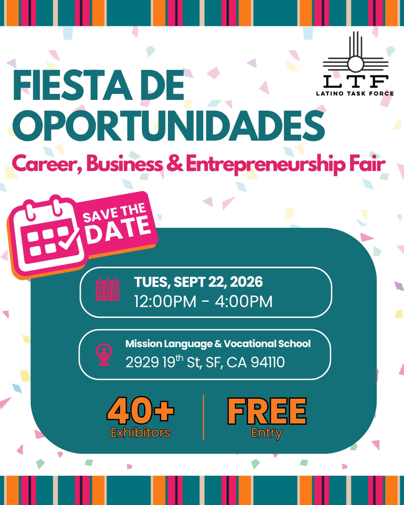 Save The Date! 🗓️
The LTF Career Fair returns on Tuesday, Sept. 22, from 12PM – 4PM!
We are calling all exhibitors, vendors, community partners, and hiring teams. Come share your amazing programs, resources, and job opportunities with our neighbors! 🙌✨
📌 How To Join:
• Exhibitors & Vendors: Tap the link in our bio to reserve your spot!
🎟️ Community Members: Save the date, we can’t wait to see you there!
#SaveTheDate #LTFCareerFair #NowHiring #WorkforceDevelopment
