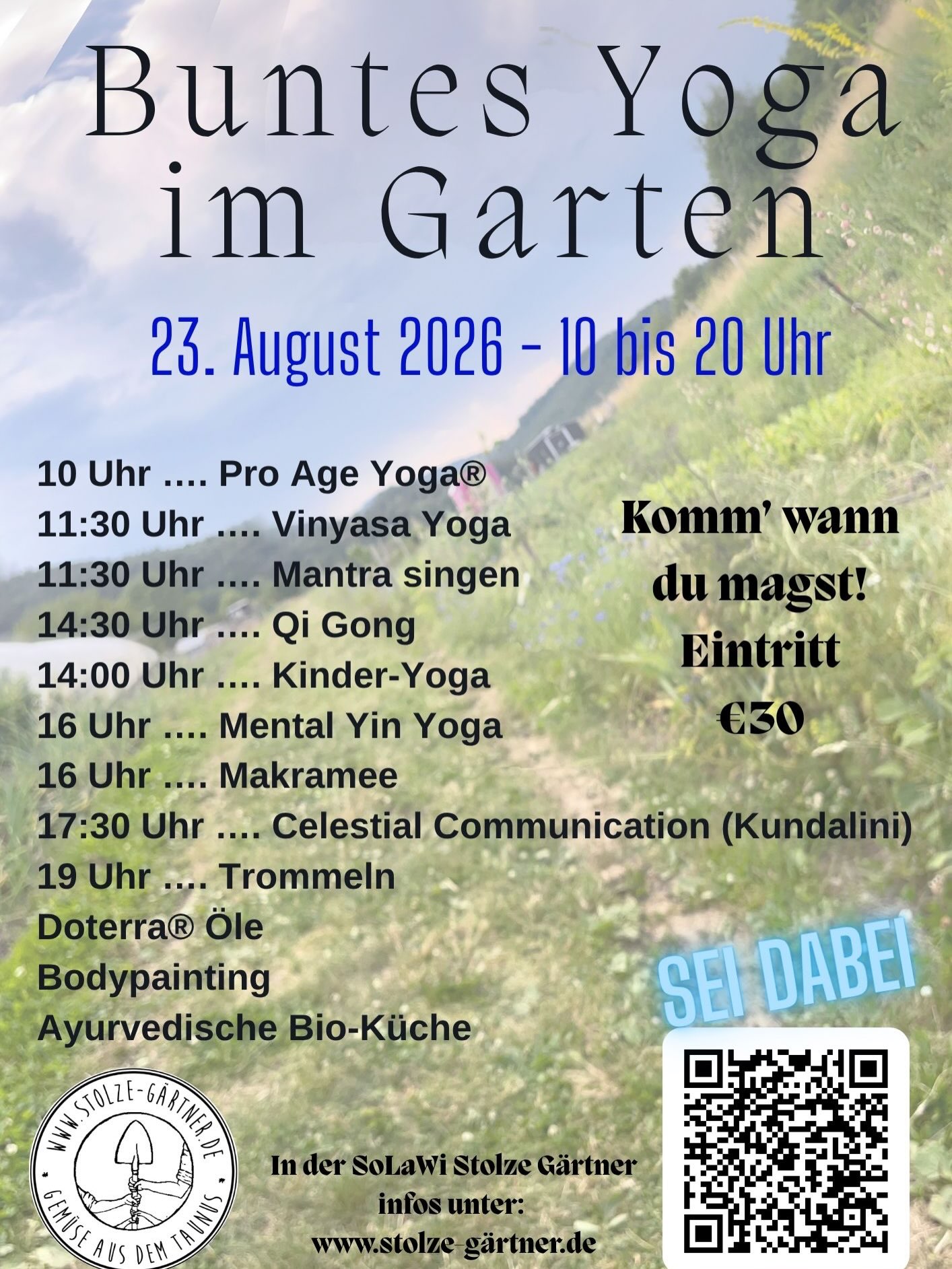 Diesen Sonntag machen wir was ganz besonders im Marktgarten: Yoga! Auf ganz viele verschiedene Arten. Sei dabei! #yoga #taunus #schmitten #neuanspach #usingen