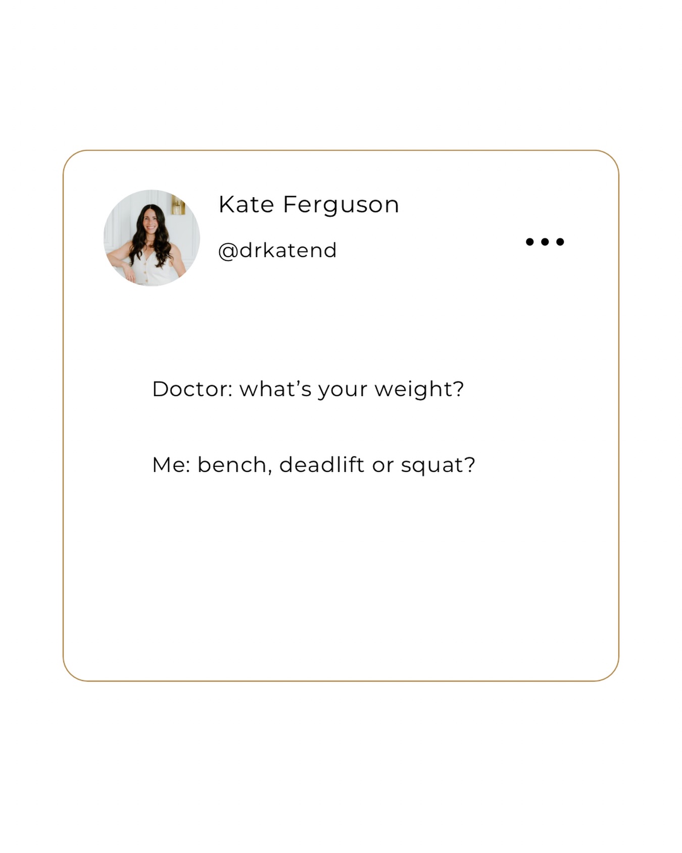 Your body weight is the least interesting thing about you.
You can be metabolically healthy or unhealthy at any body weight.
Body weight might help us estimate your needed dose for an iron infusion or what your protein intake should be, but otherwise I am looking at other metrics for your health.
Like how much more weight you can squat after 6 months of consistently with your strength training 😉.
Those strong legs are going to help prevent you from falling, and keep you independent into your 80s. Striving for the smallest number on the scale without prioritizing your muscle mass, will do just the opposite.
Stop shrinking. Start building.
Want help becoming your strongest and most confident self? Comment EMM and I’ll send you the waitlist info for the Evolved Metabolic Method launching this fall. A high support program designed to help you stop fighting with your body, and start supporting it to feel strong, confident, and consistent 🤍🤍🤍