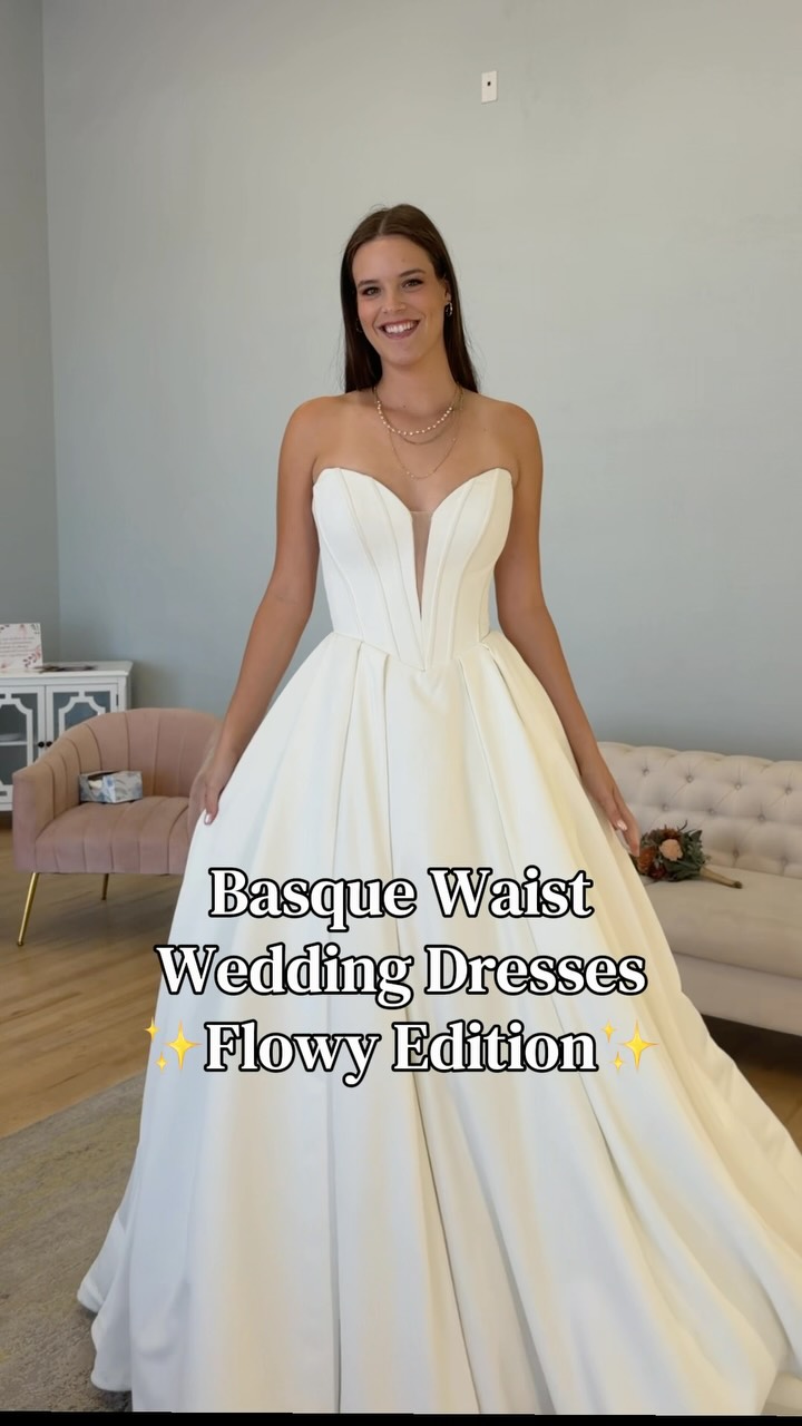 Choose your favorite basque waist wedding dress! The flowy skirts make them even more romantic 😍
#weddingdress #gilbertaz #2027bride #basquewaist #ballgown