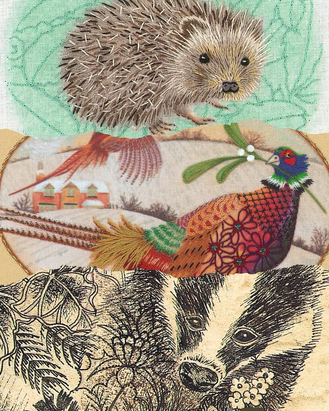 Badger, Pheasant and Hoglet are going to the Cotswolds with the Moth and Ivy projects, meeting up in a few weeks and to be expressed through the hands of a group of super-talented embroiderers who will be coming to @cotswoldstextileworkshops in Cirencester #nicolajarvisstudio #cotswoldtextileworkshop #lifeinseasons #embroidery